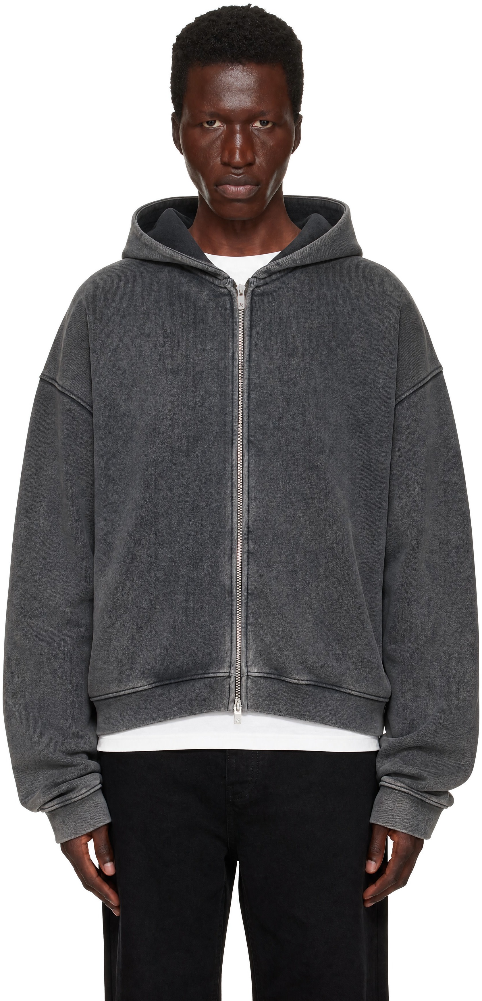 Represent - Pull à capuche droit gris à glissière