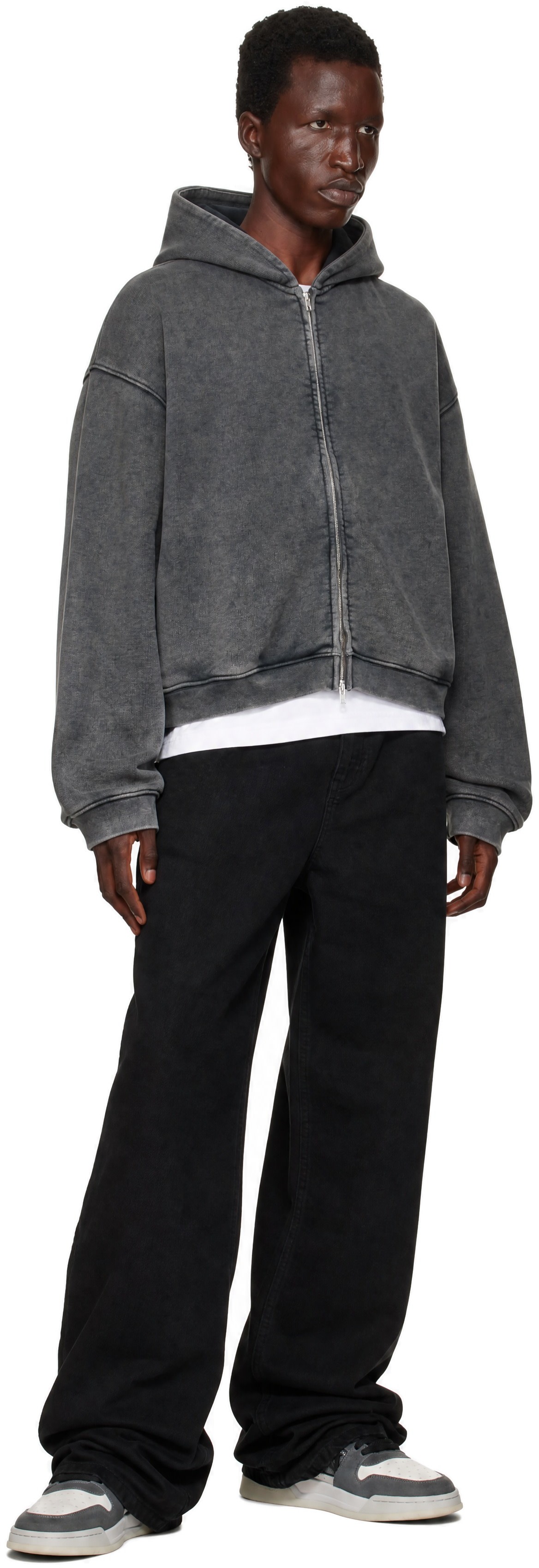 Represent - Pull à capuche droit gris à glissière
