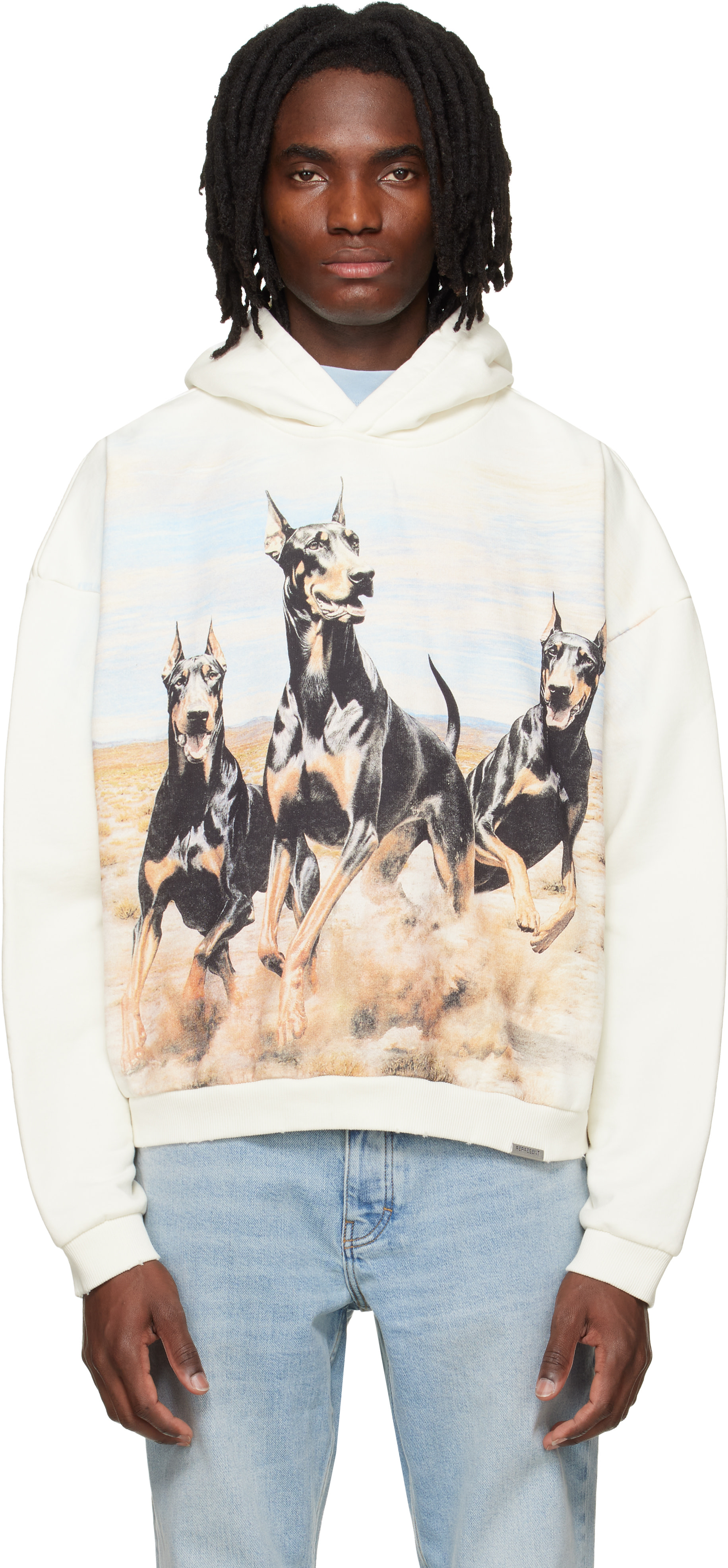 Represent - Pull à capuche blanc cassé à image