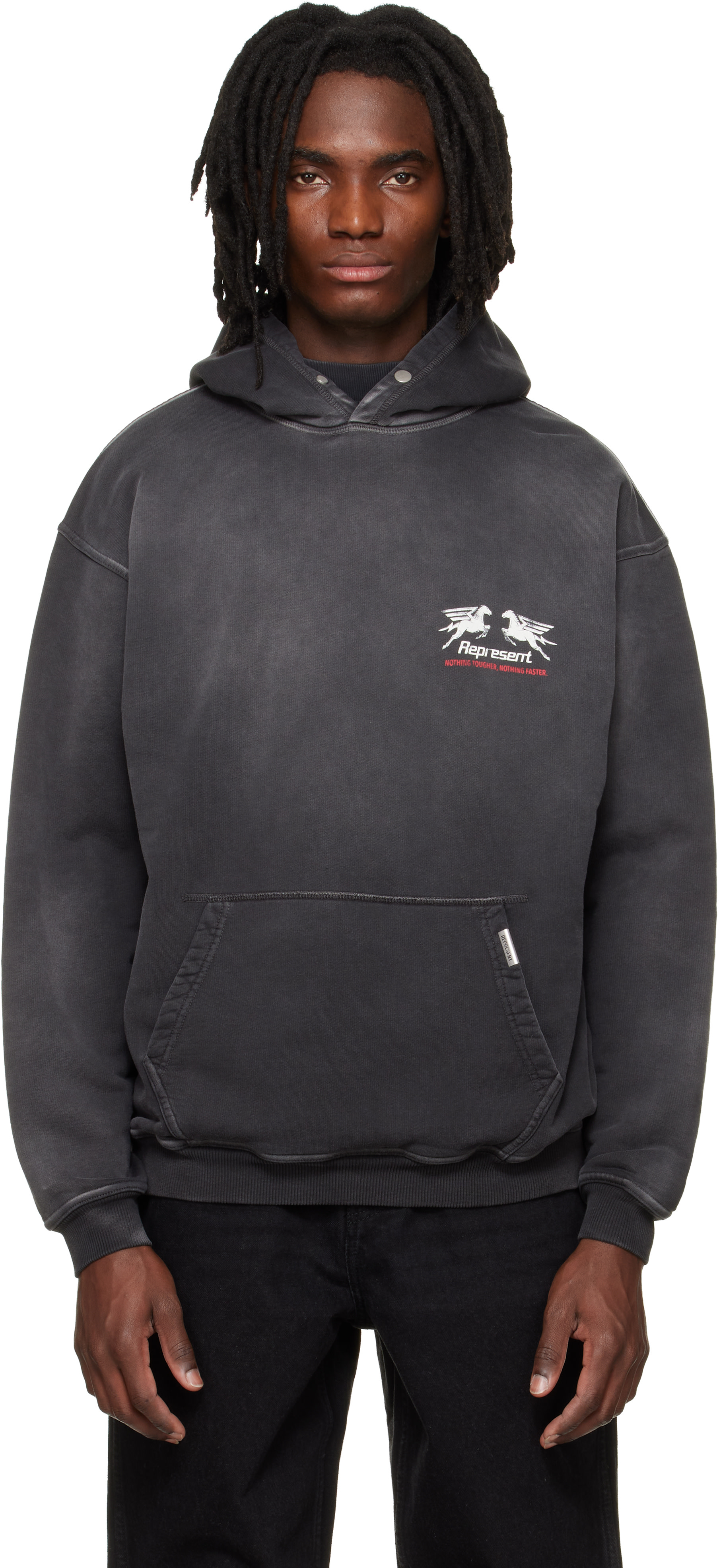 Represent: Black 24 Hour Service Hoodie | SSENSE