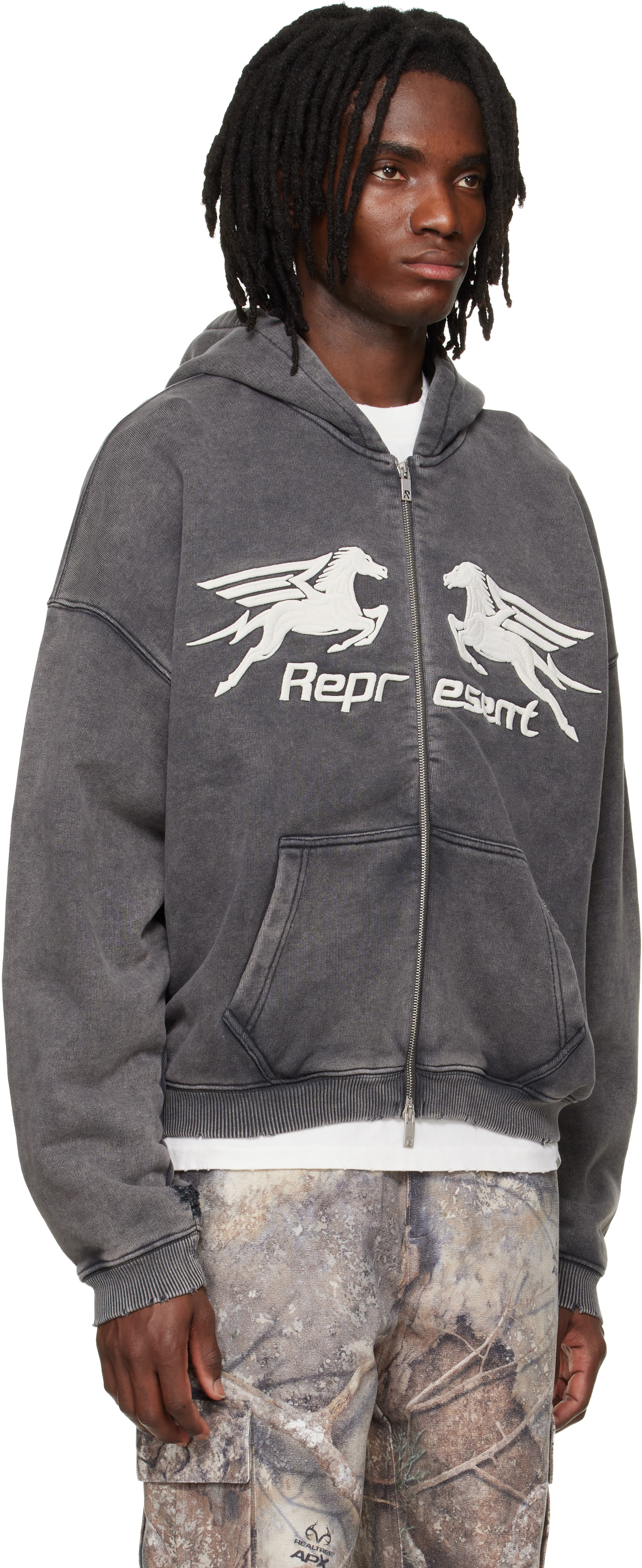 Represent - Pull à capuche Pegasus gris à glissière