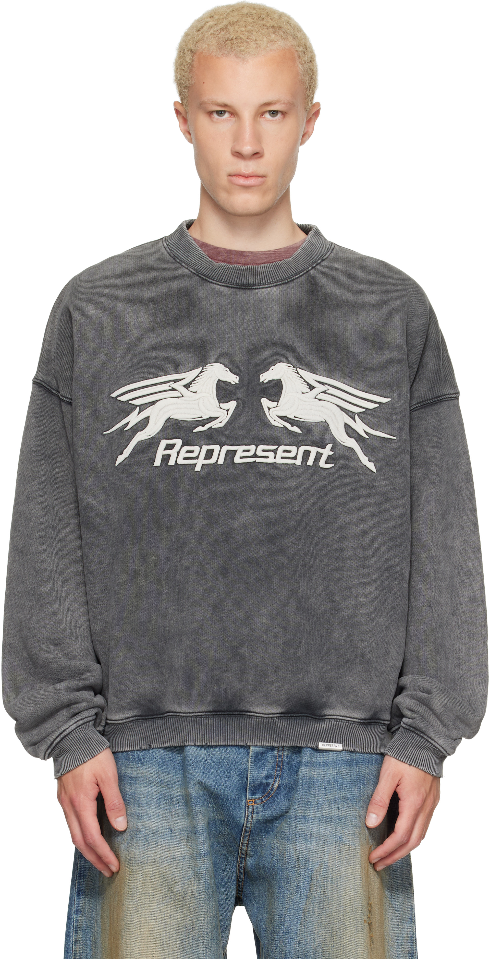 Represent - Pull molletonné Pegasus gris