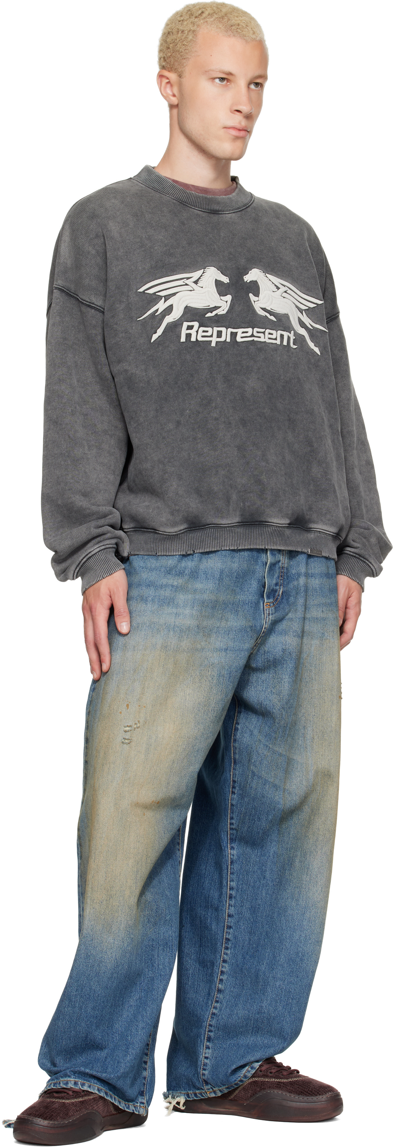 Represent - Pull molletonné Pegasus gris