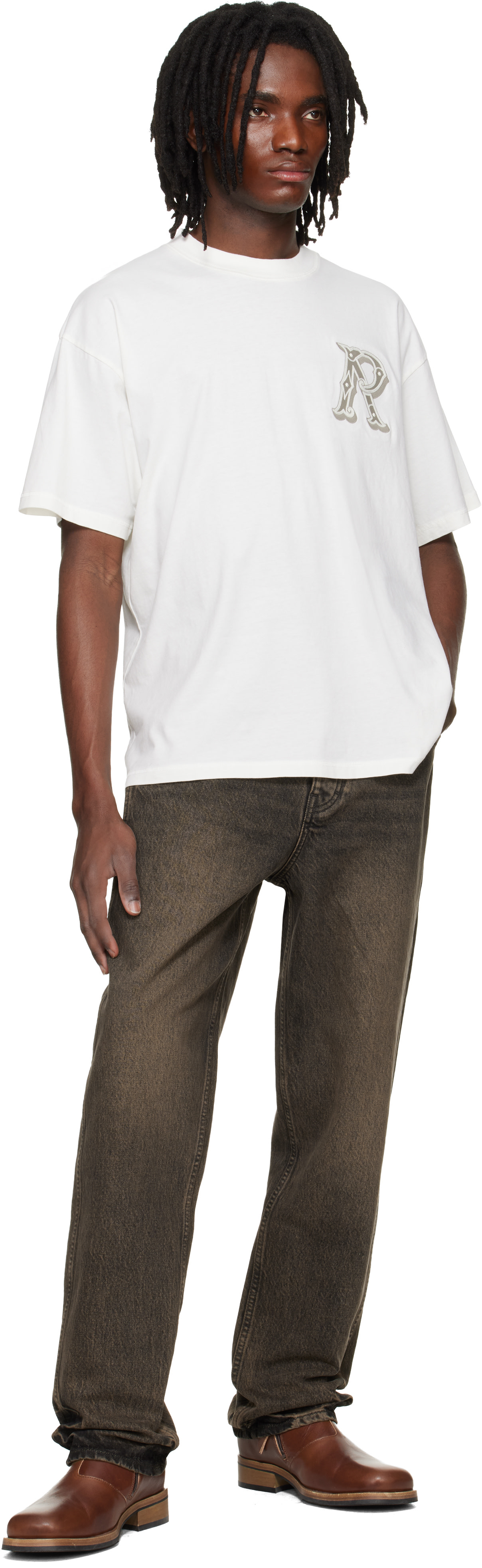 Represent - T-shirt blanc cassé à logo