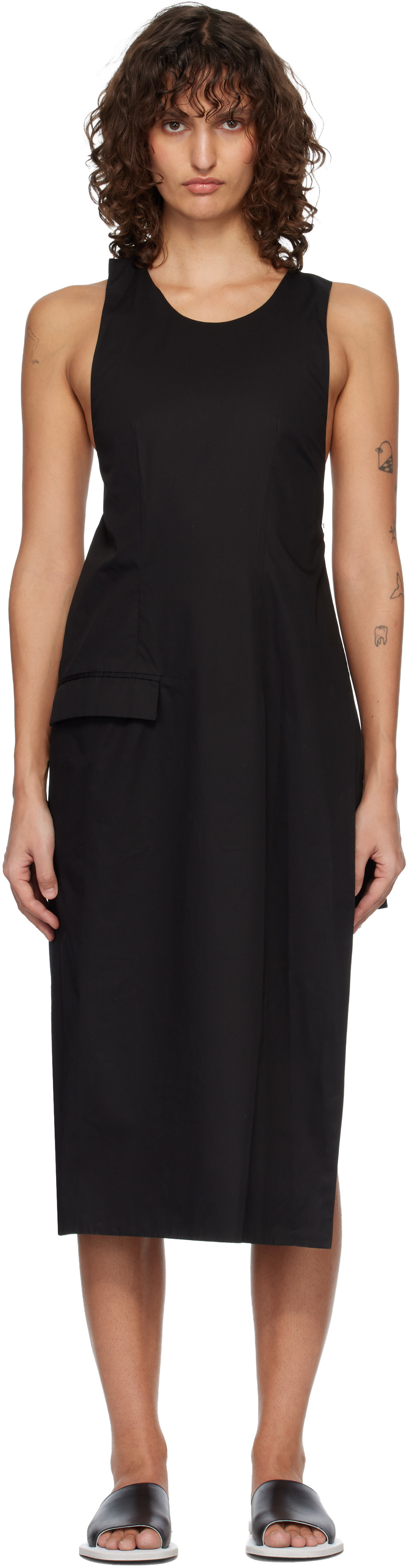 Rier - Robe midi de style complet et tablier noire