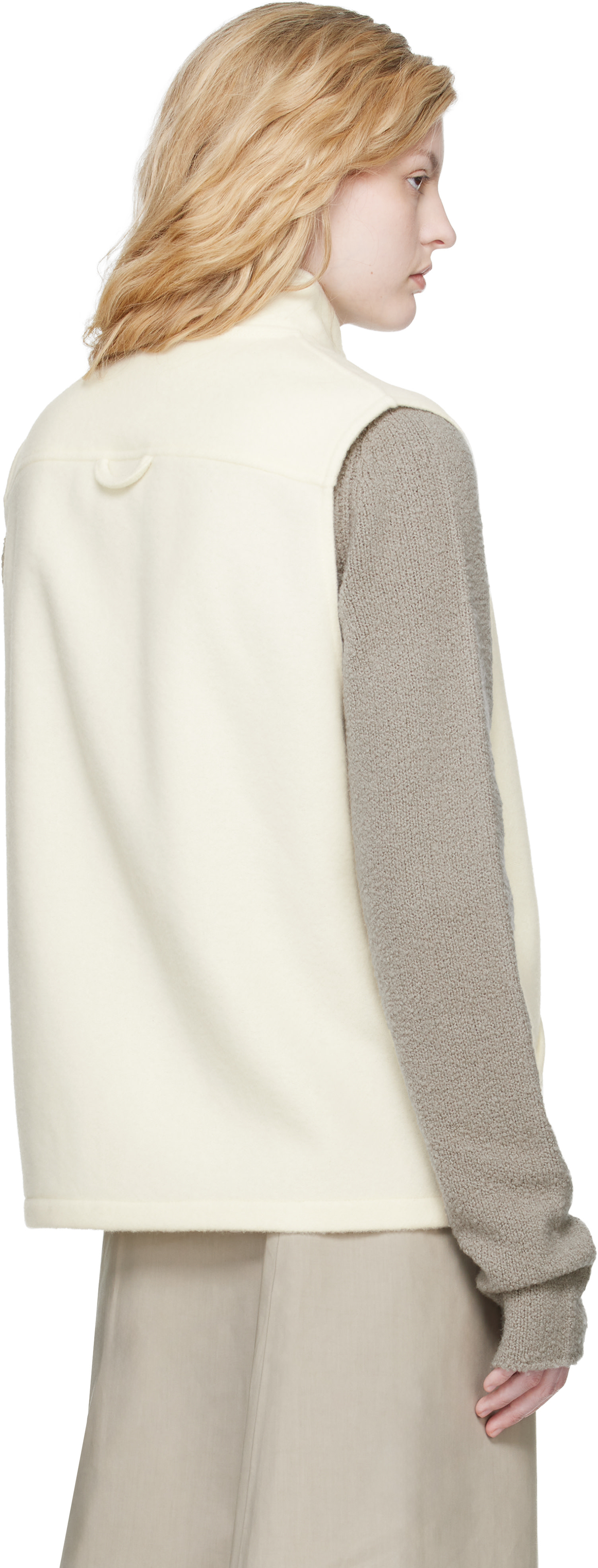 Rier - Veste blanc cassé en molleton à glissière