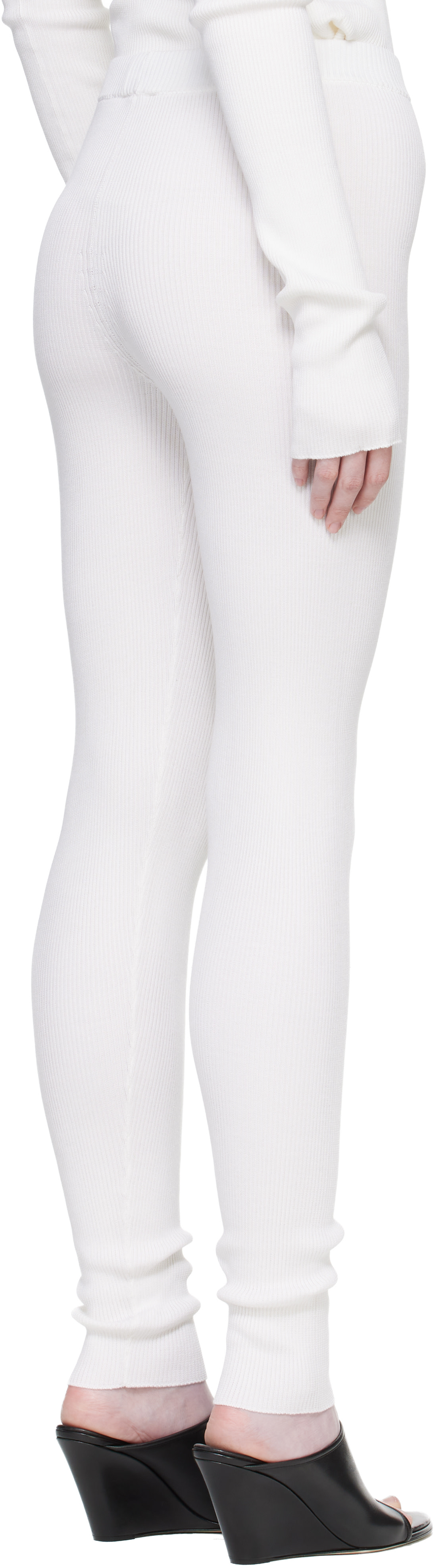 Rier - Legging blanc cassé en tricot côtelé