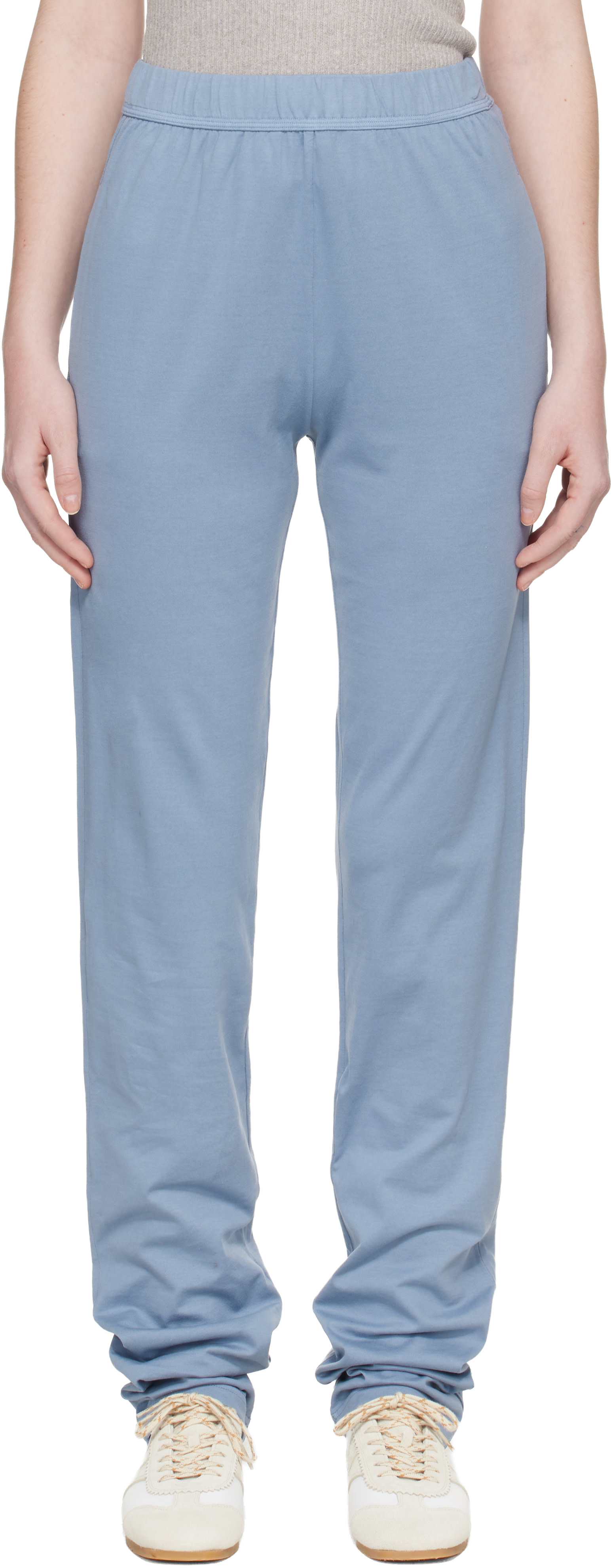 Rier - Pantalon bleu en jersey de coton