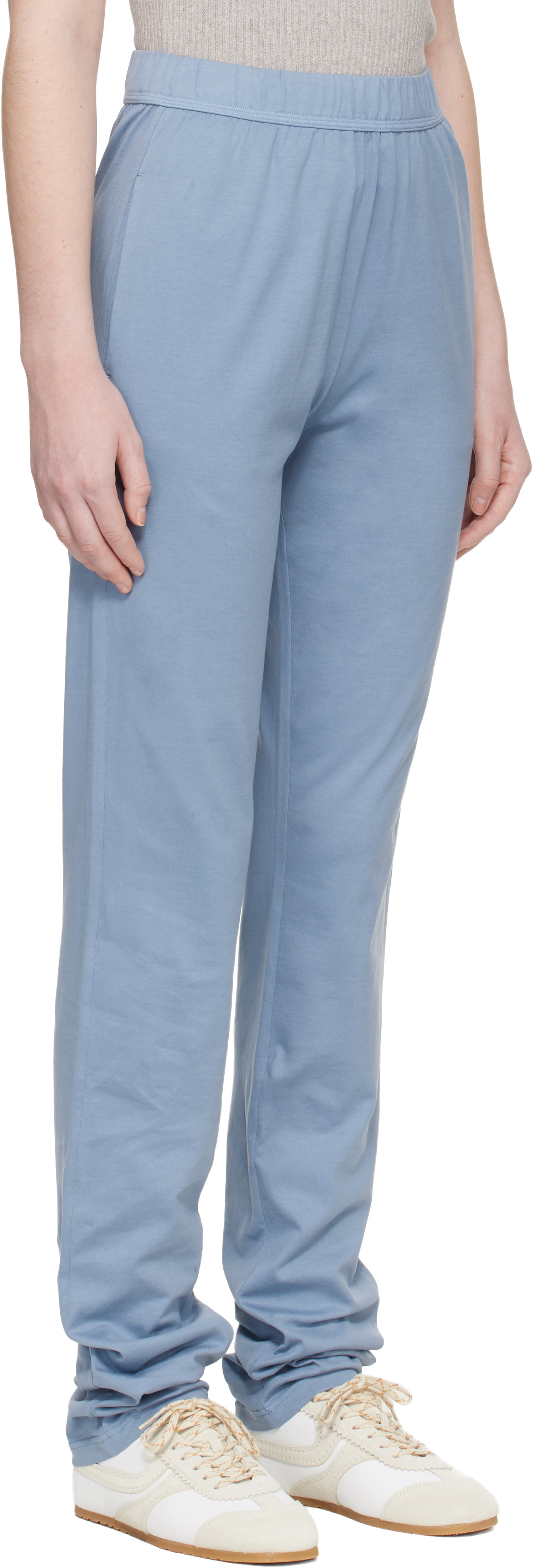 Rier - Pantalon bleu en jersey de coton
