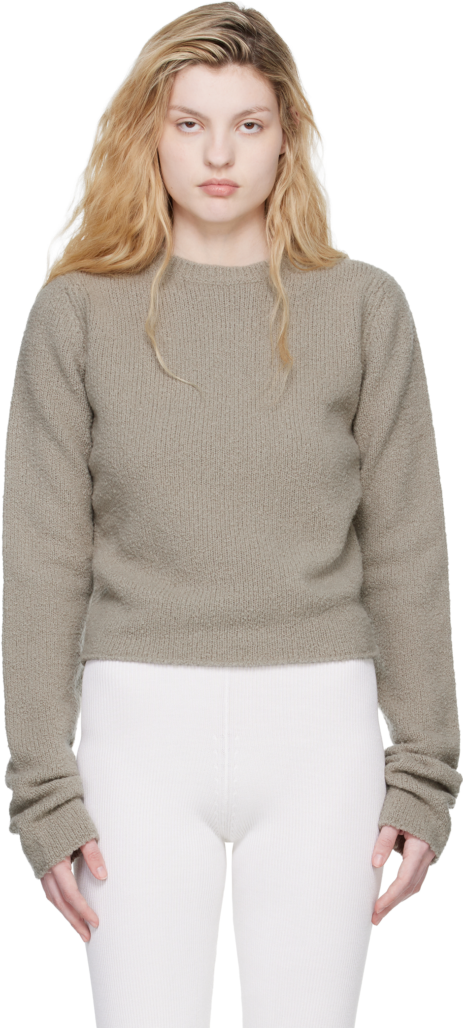Rier - トープ Wool Boucle セーター