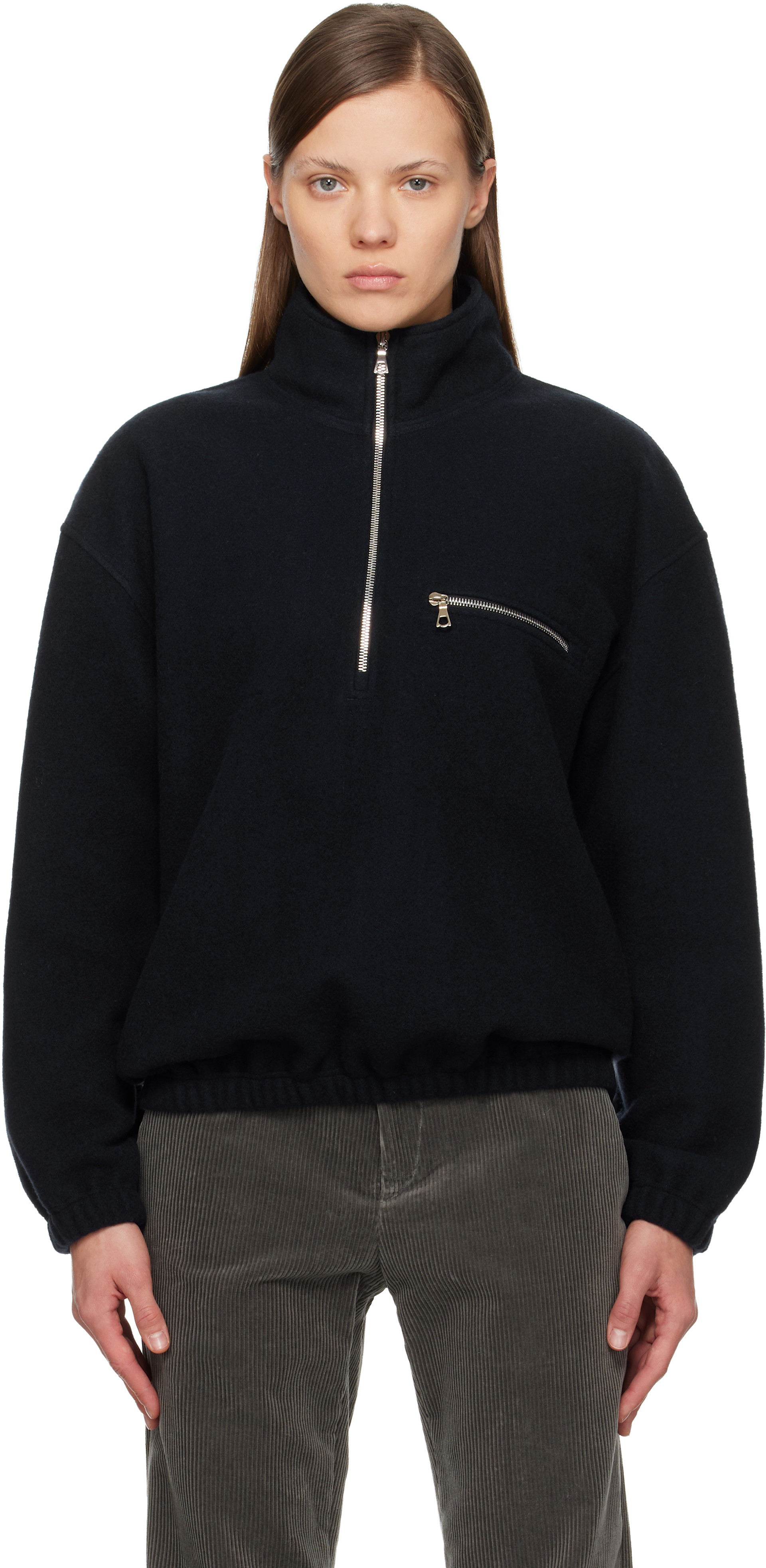 Rier: SSENSE Exclusive Navy Fleece Jacket | SSENSE