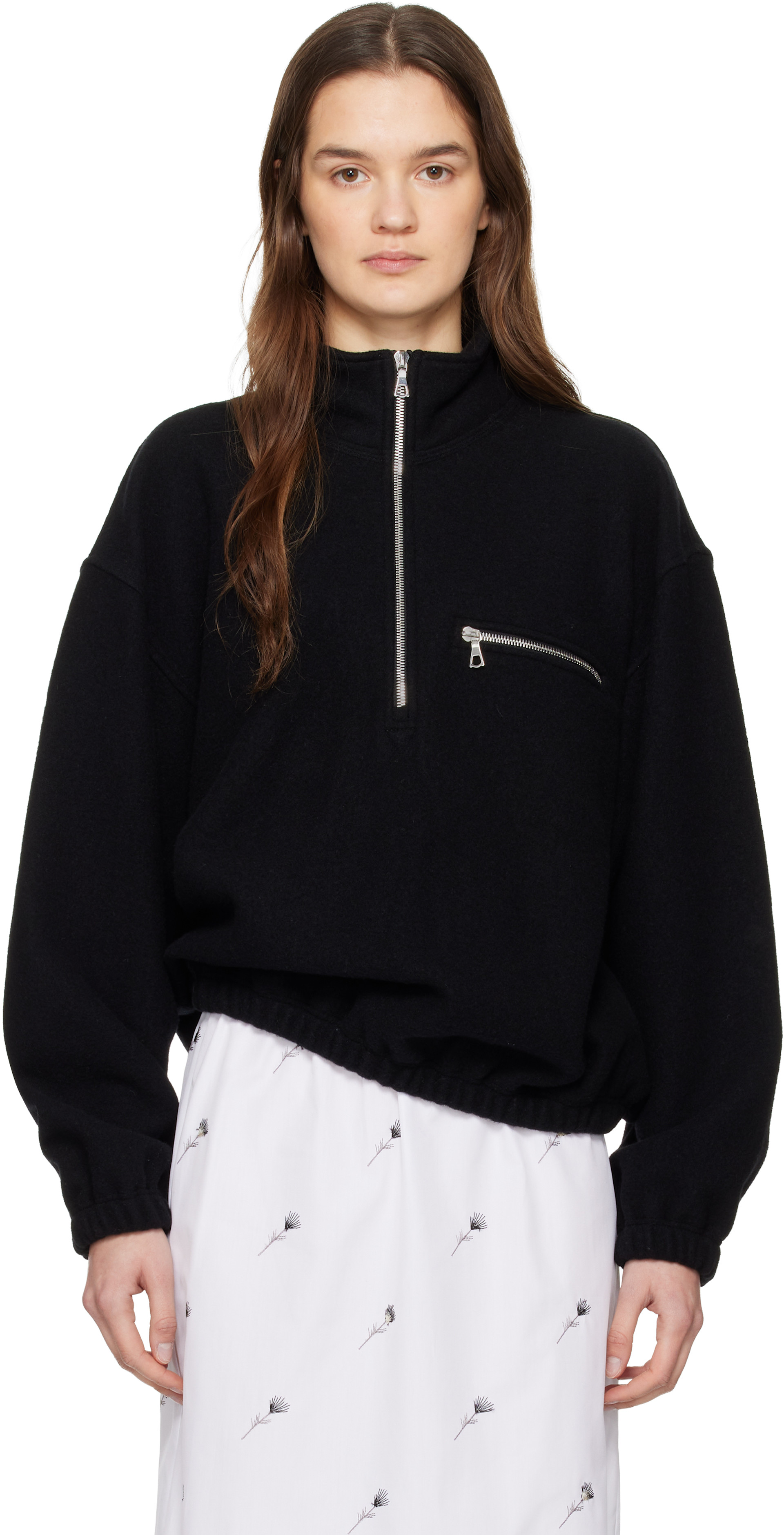 Rier - Pull molletonné Tourbe noir en molleton