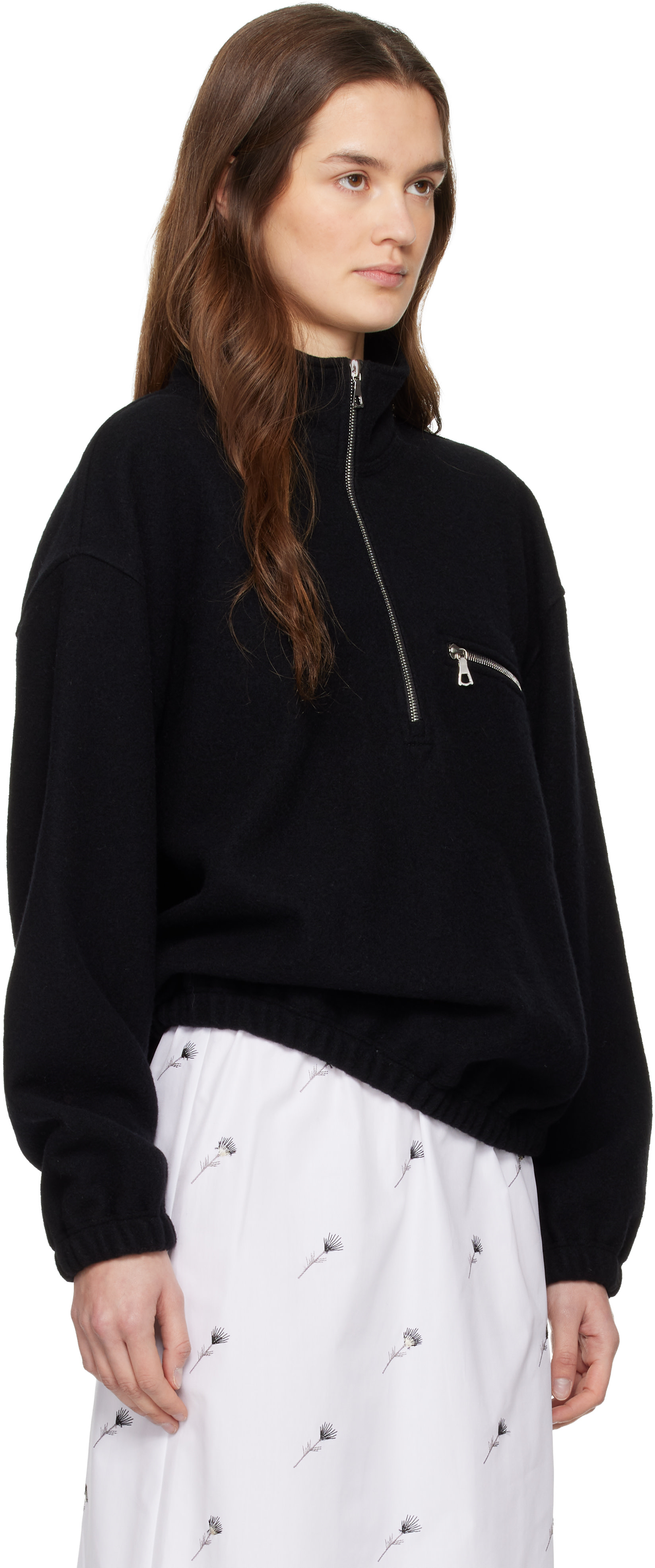 Rier - Pull molletonné Tourbe noir en molleton