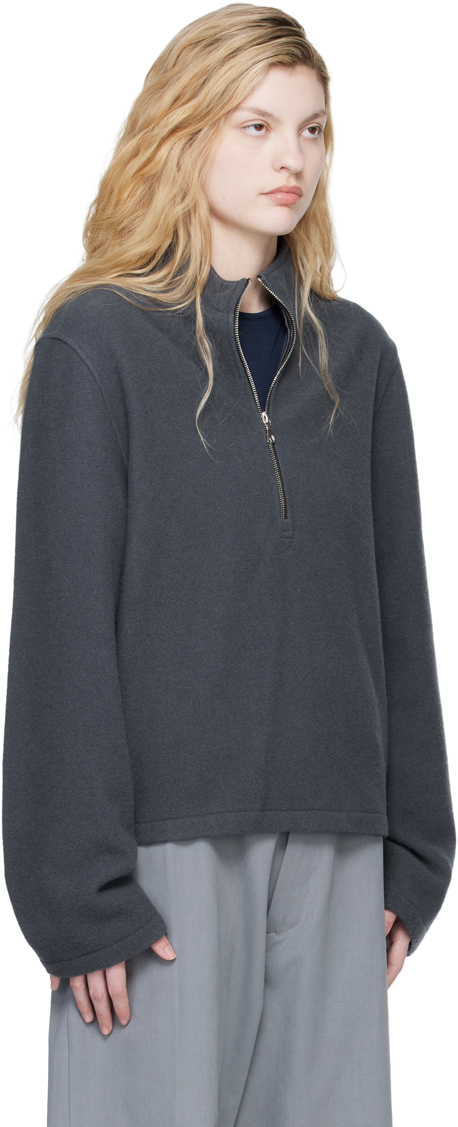 Rier - Pull molletonné gris en molleton