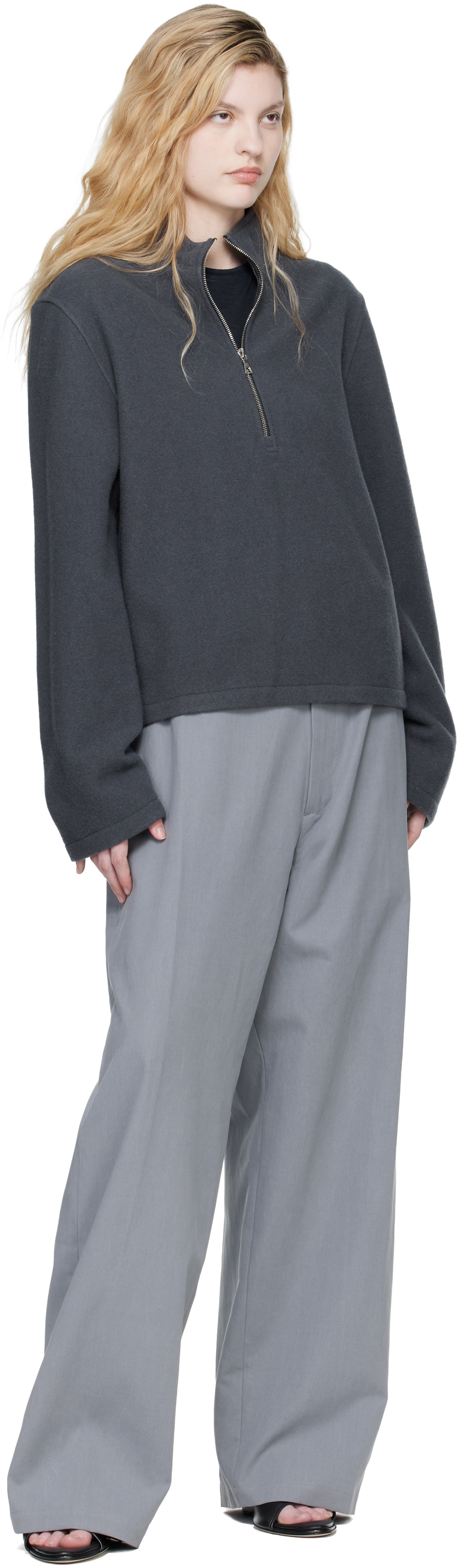 Rier - Pull molletonné gris en molleton