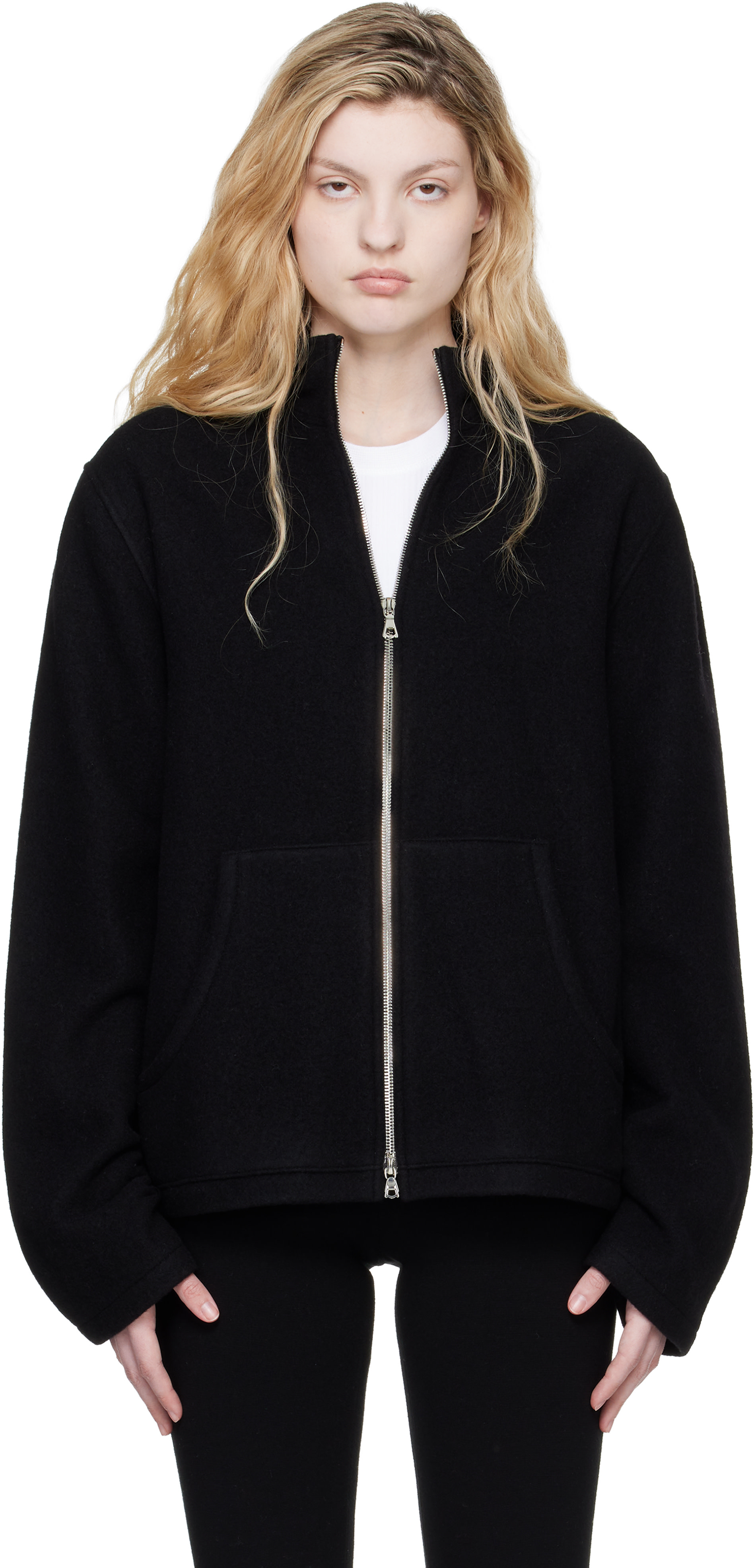 Rier - Blouson noir en molleton à glissière