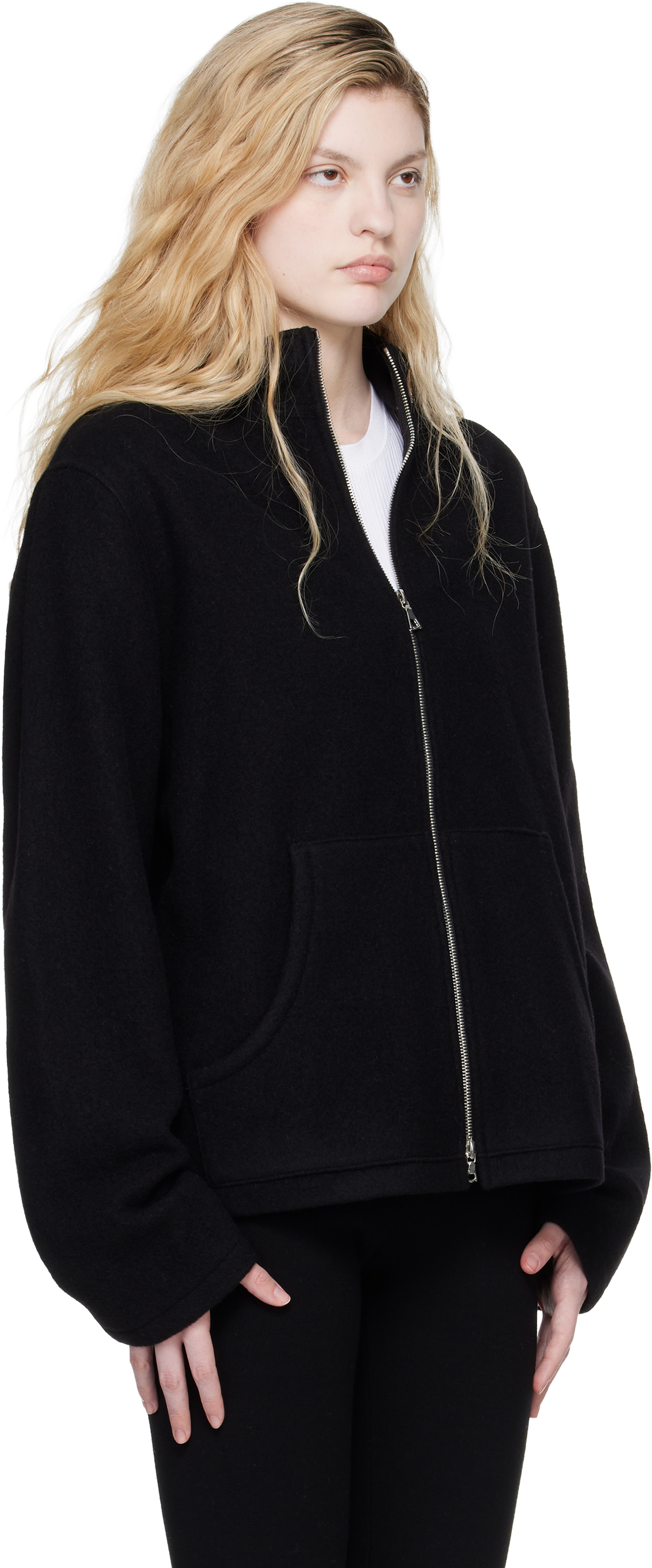 Rier - Blouson noir en molleton à glissière