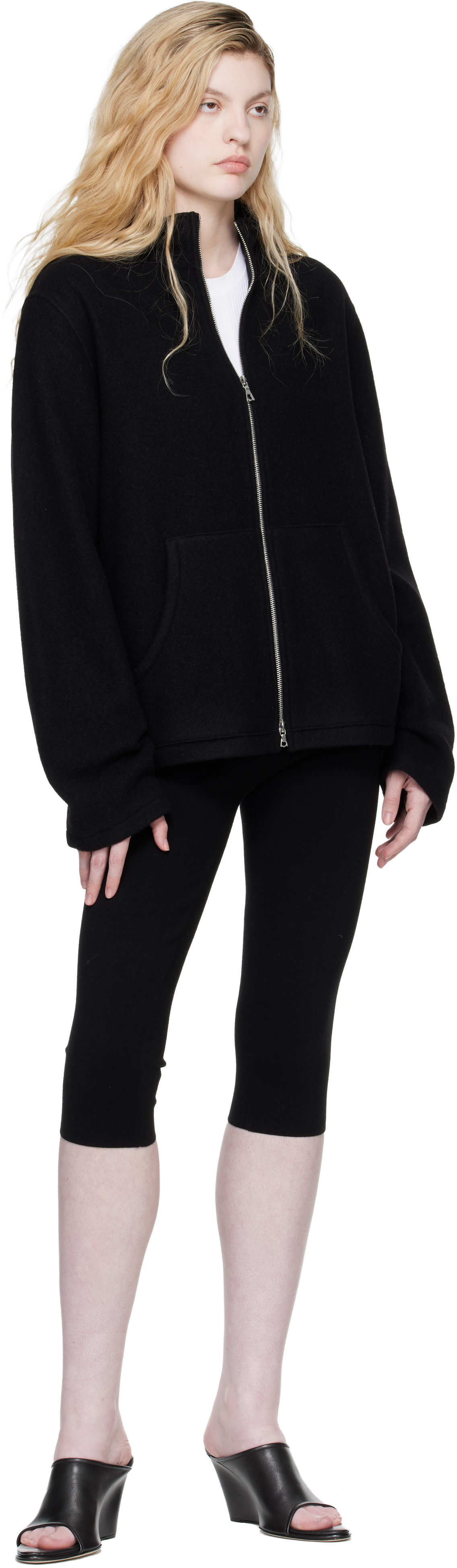 Rier - Blouson noir en molleton à glissière