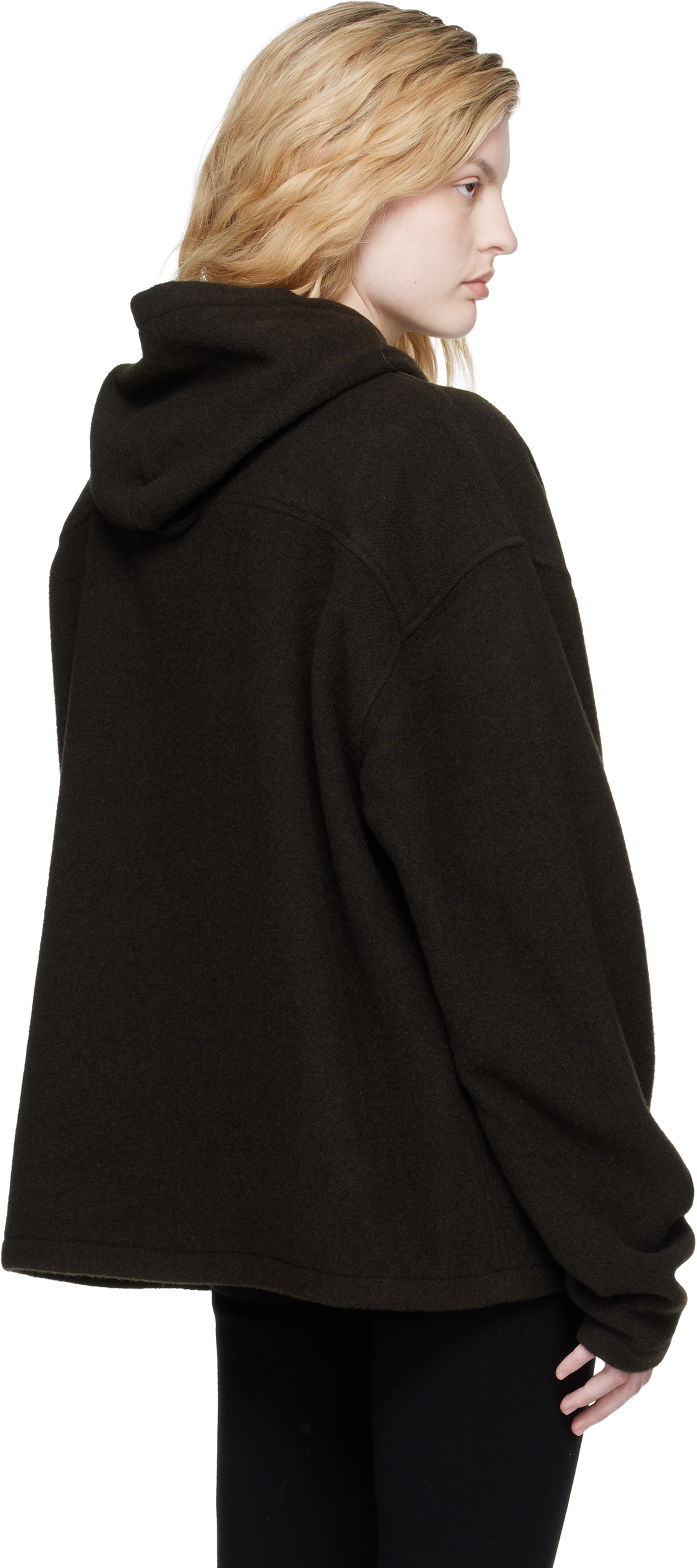 Rier - Pull à capuche brun en molleton