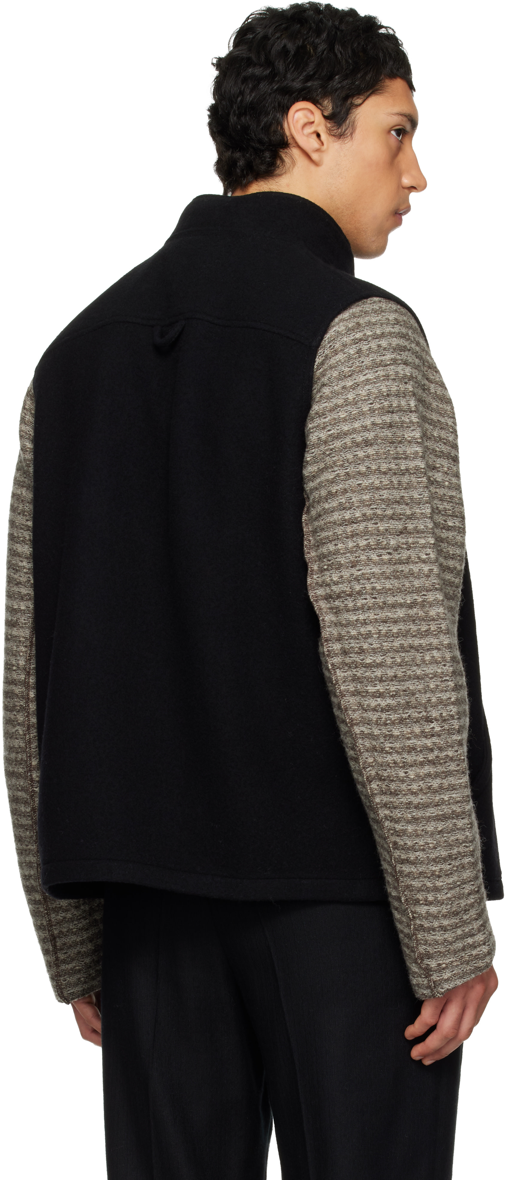 【美品】RIER リアー　フリースベスト st pour homme Rier: ブラック フリース フルジップ ベスト | SSENSE 日本