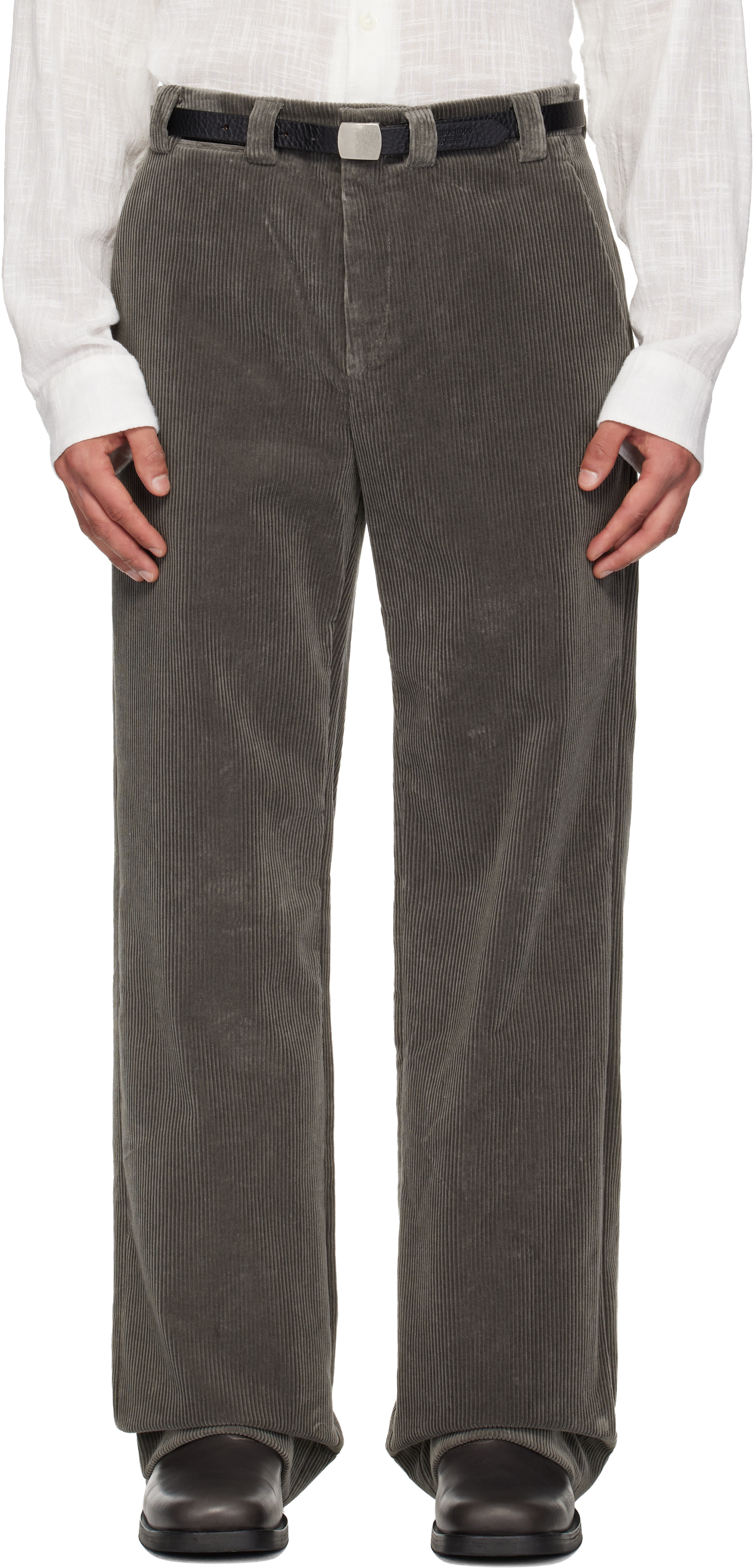 RIER コーデュロイパンツ Rier: SSENSE Exclusive Gray Corduroy Trousers | SSENSE
