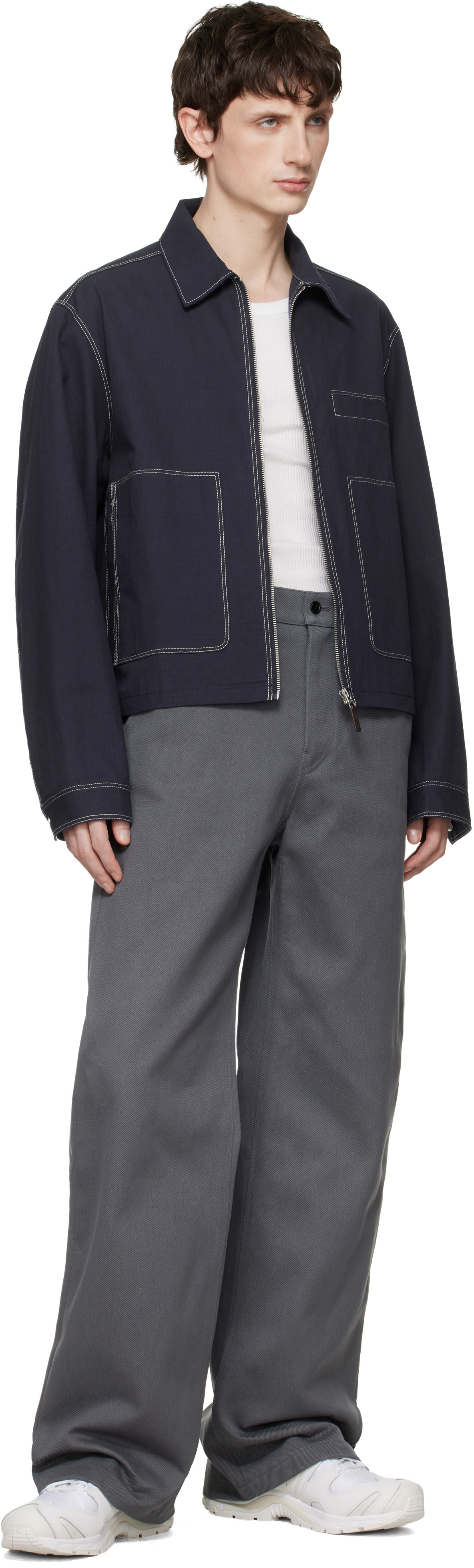 Rier - Gray Antique Gabardine Trousers