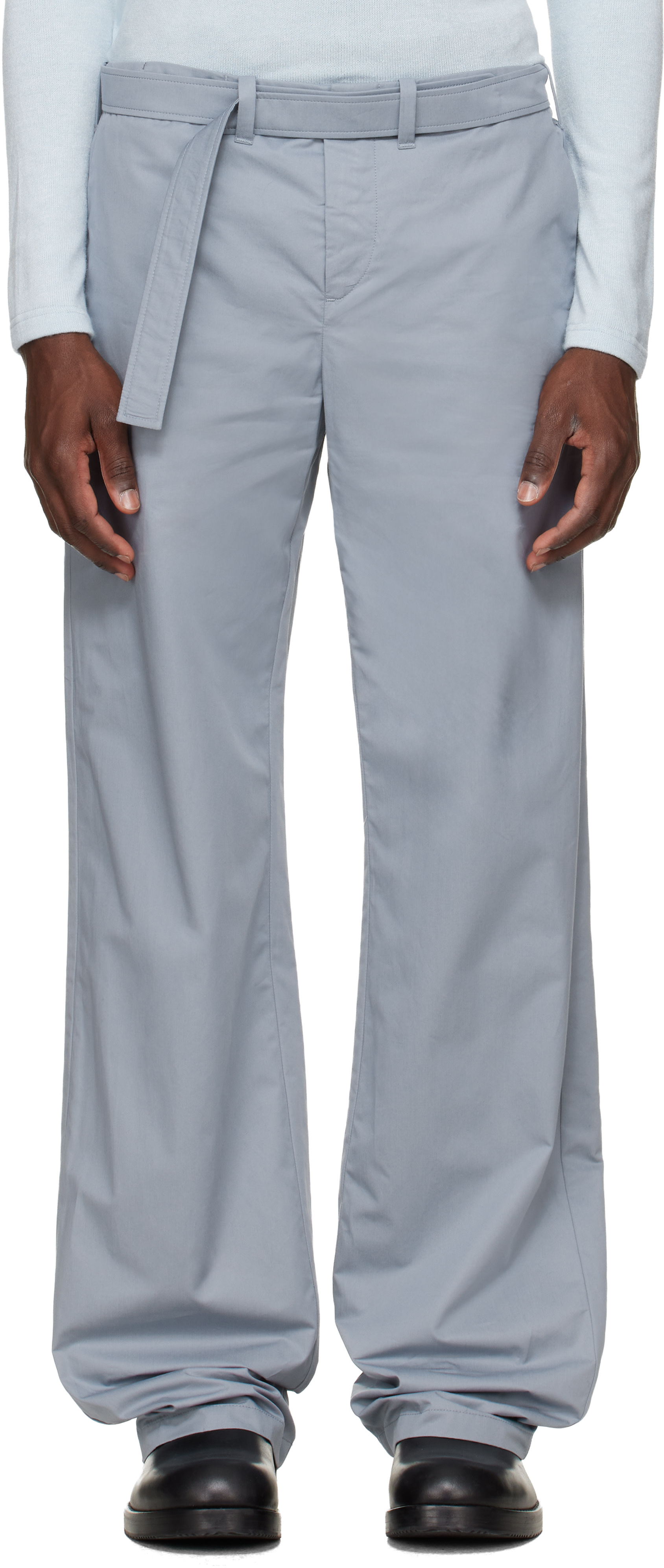 Rier - Pantalon utilitaire bleu en coton