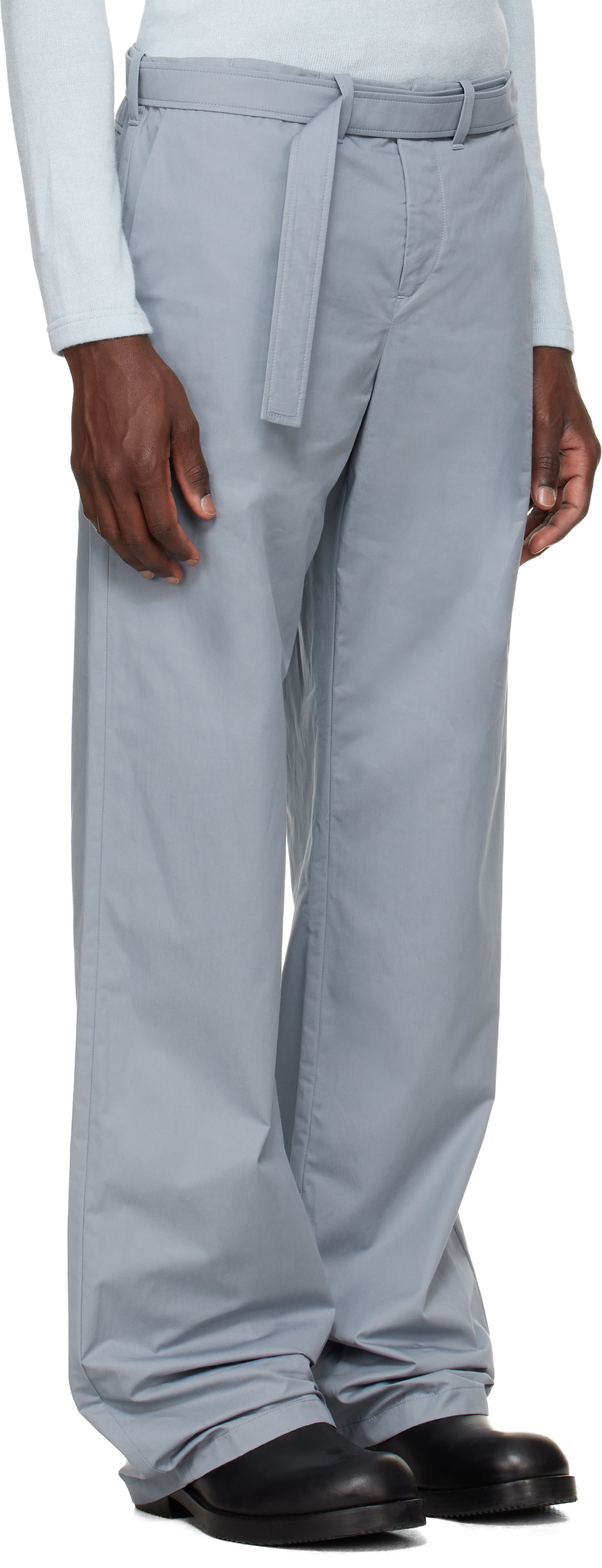 Rier - Pantalon utilitaire bleu en coton