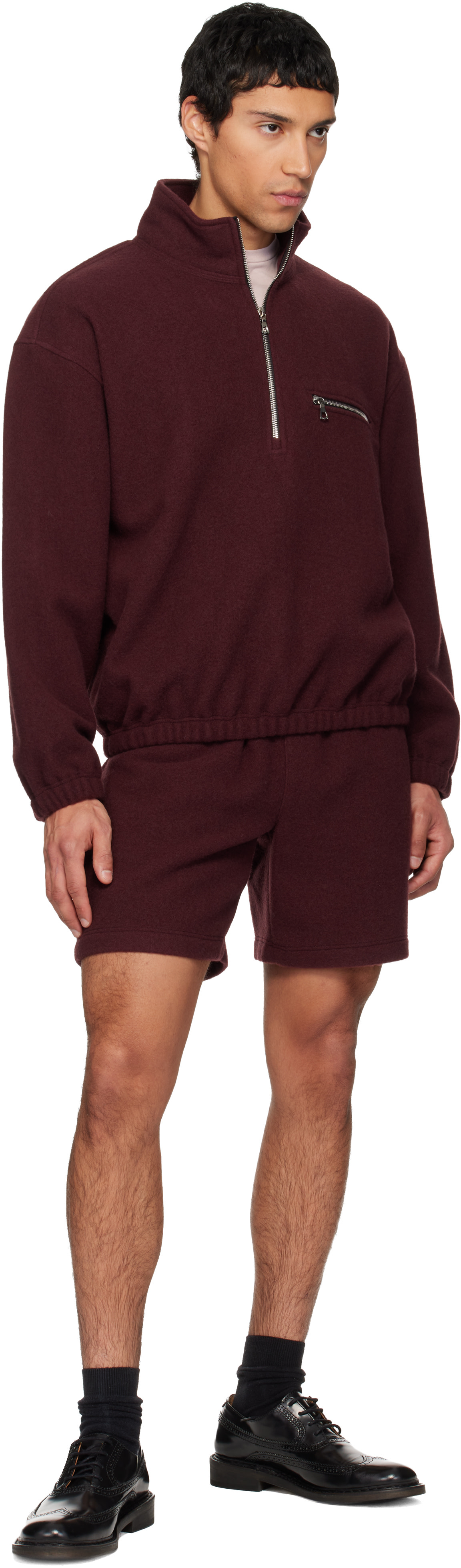 Rier - Short bourgogne en molleton exclusif à SSENSE