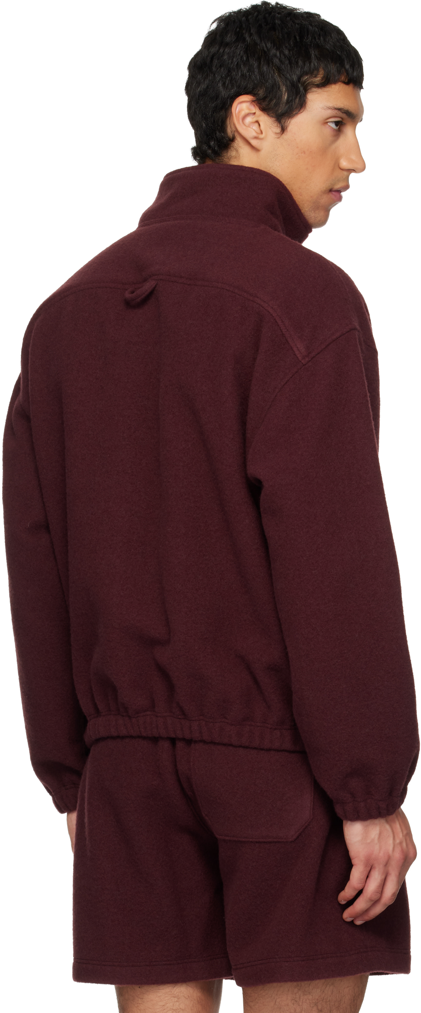 Rier: SSENSE Exclusive Burgundy Fleece Jacket | SSENSE