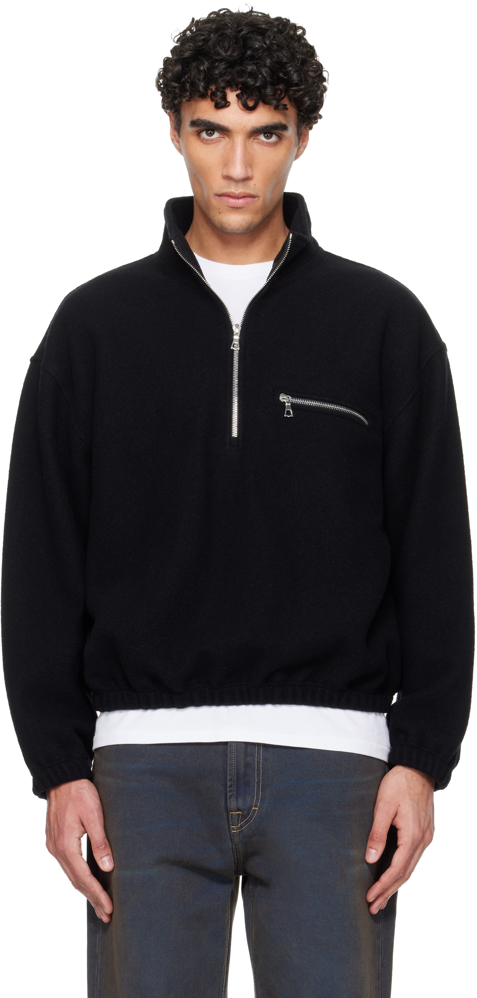 Rier - Pull noir en molleton