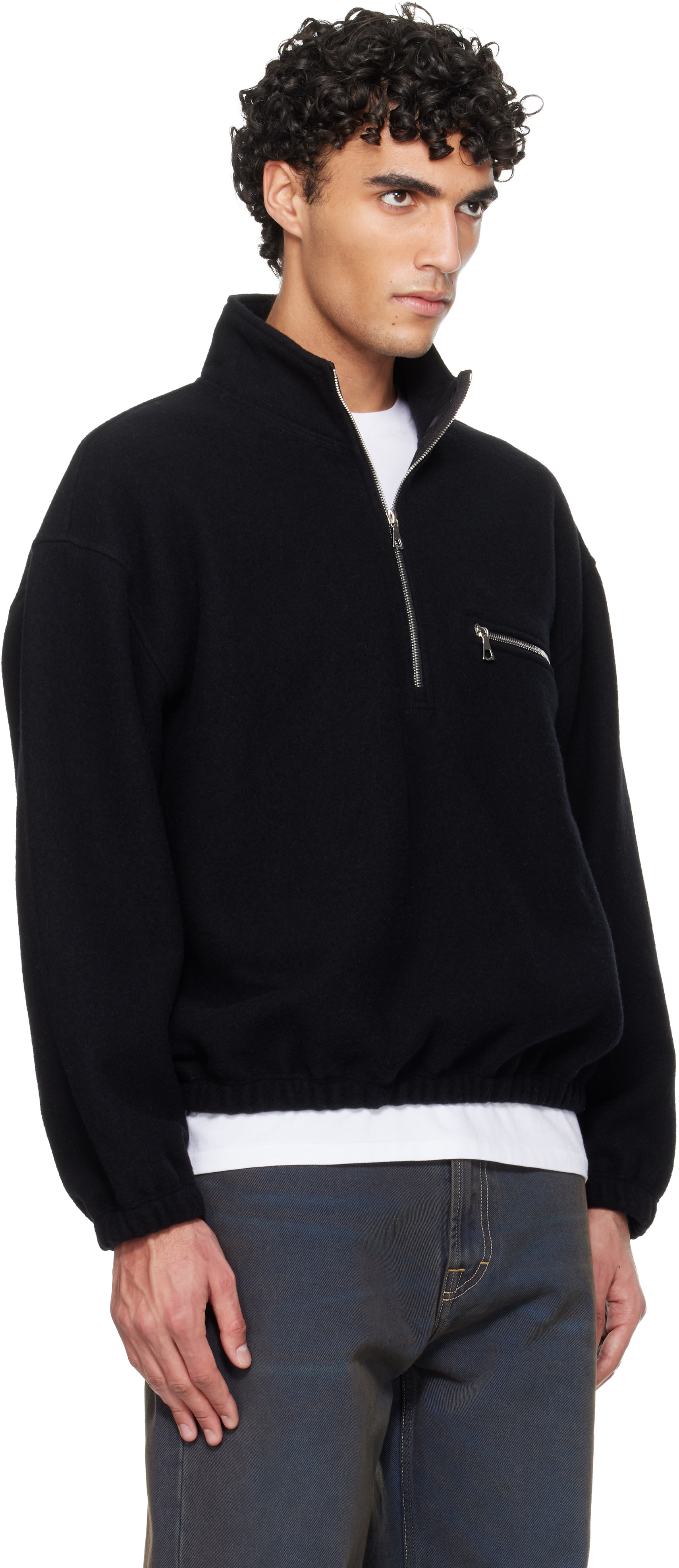 Rier - Pull noir en molleton