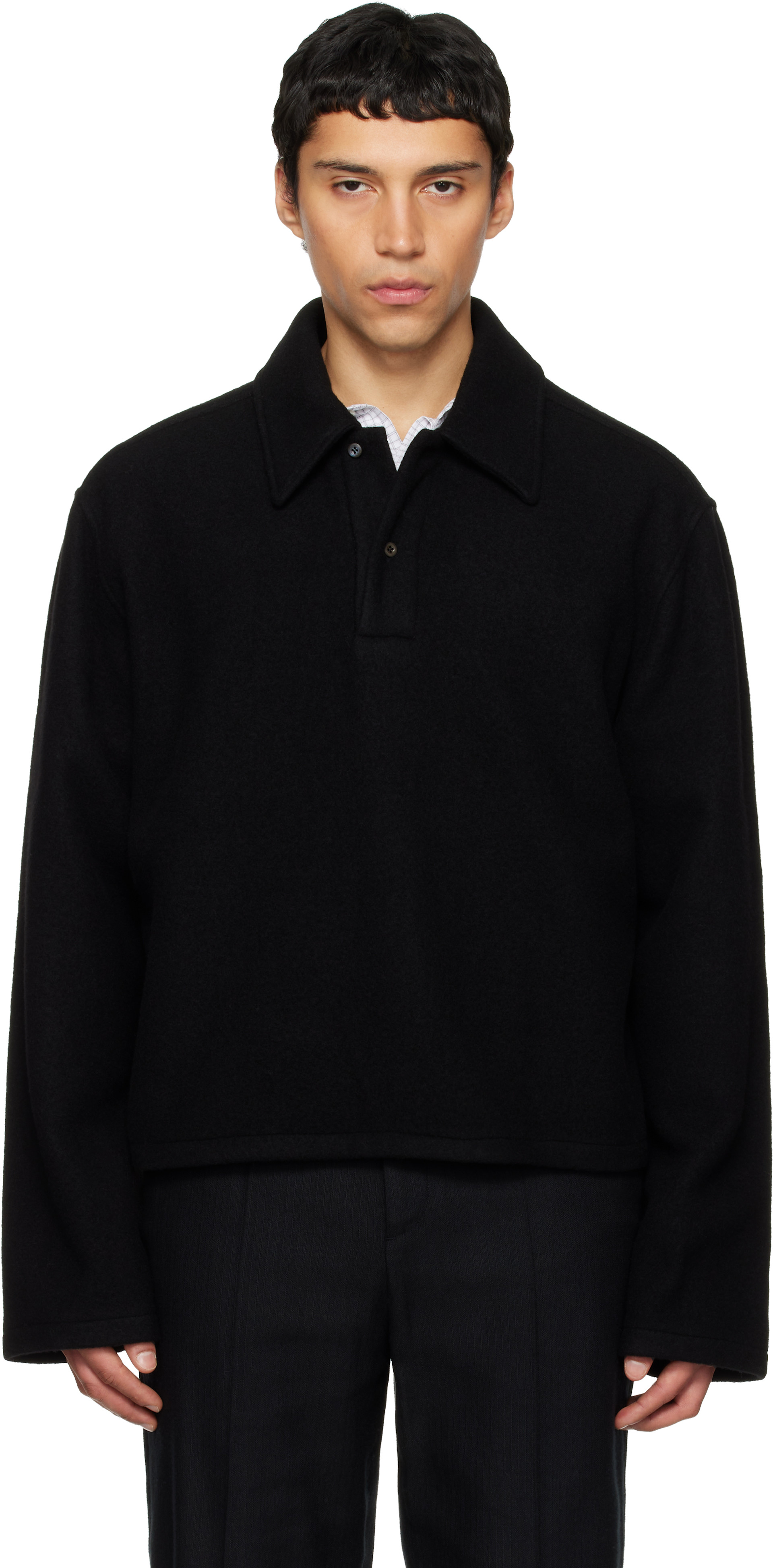 Rier - Polo noir en molleton