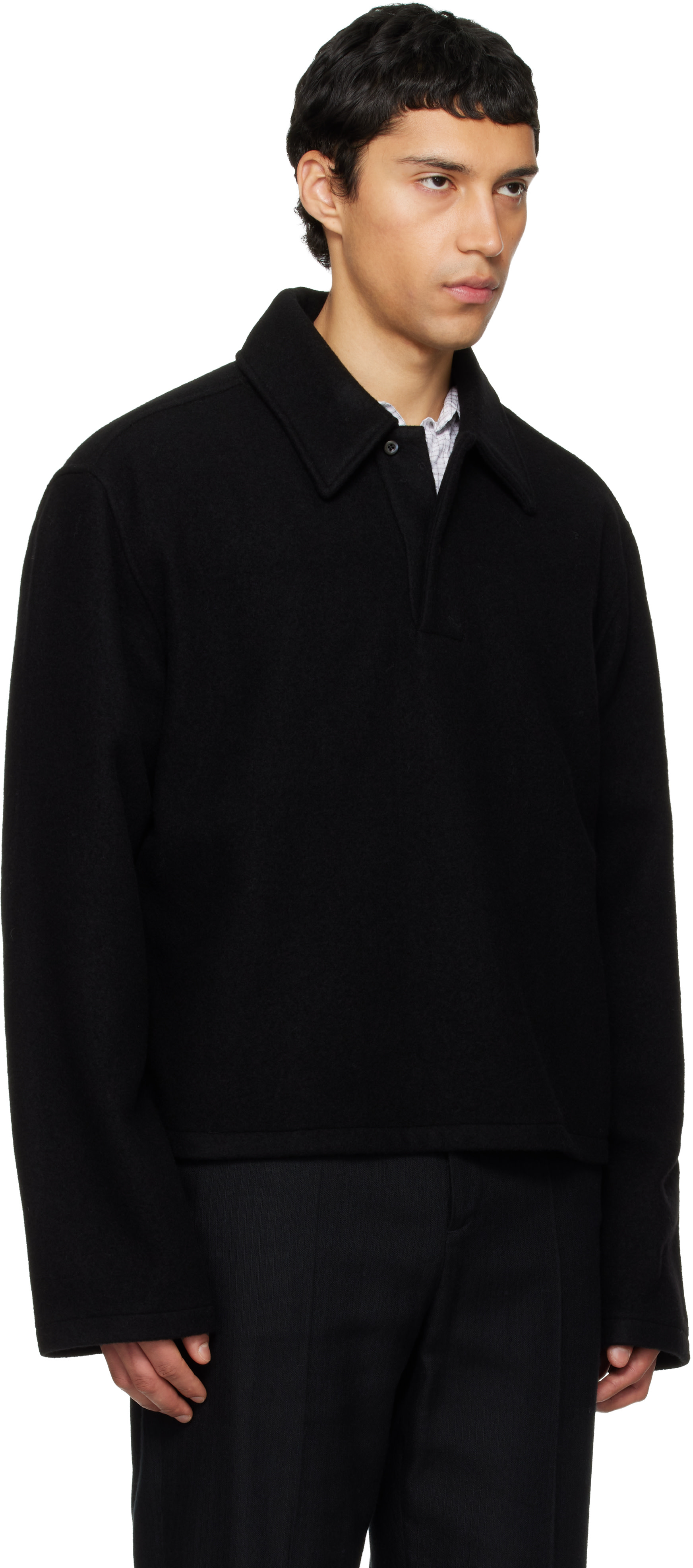 Rier - Polo noir en molleton