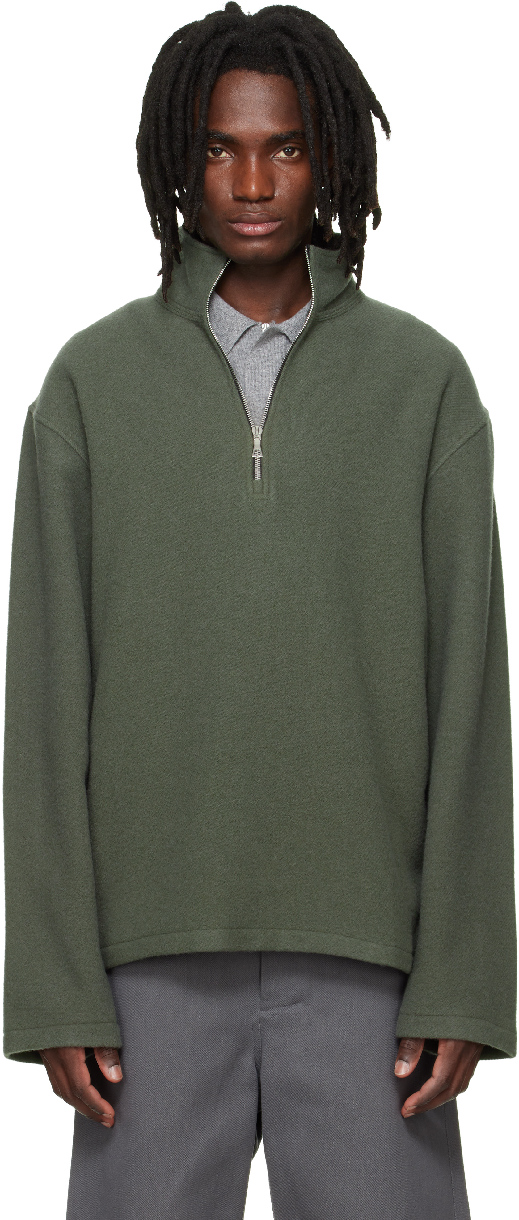 Rier - Pull de style athlétique vert en molleton