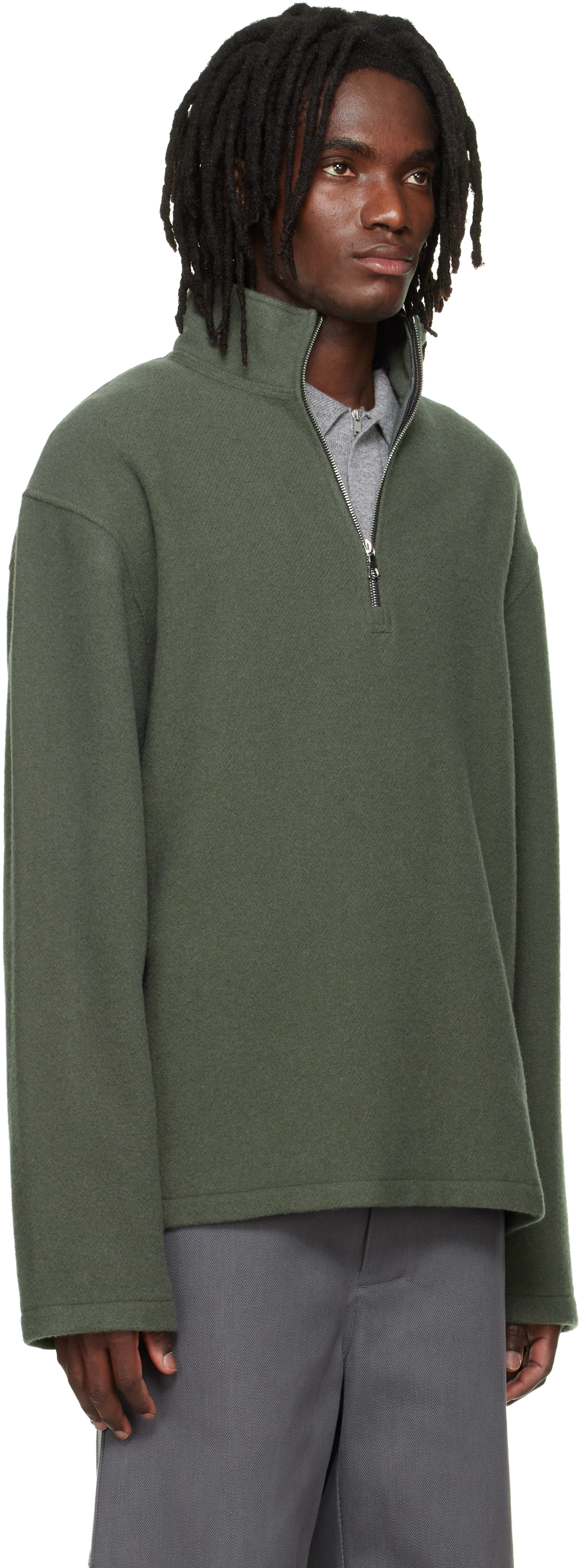 Rier - Pull de style athlétique vert en molleton