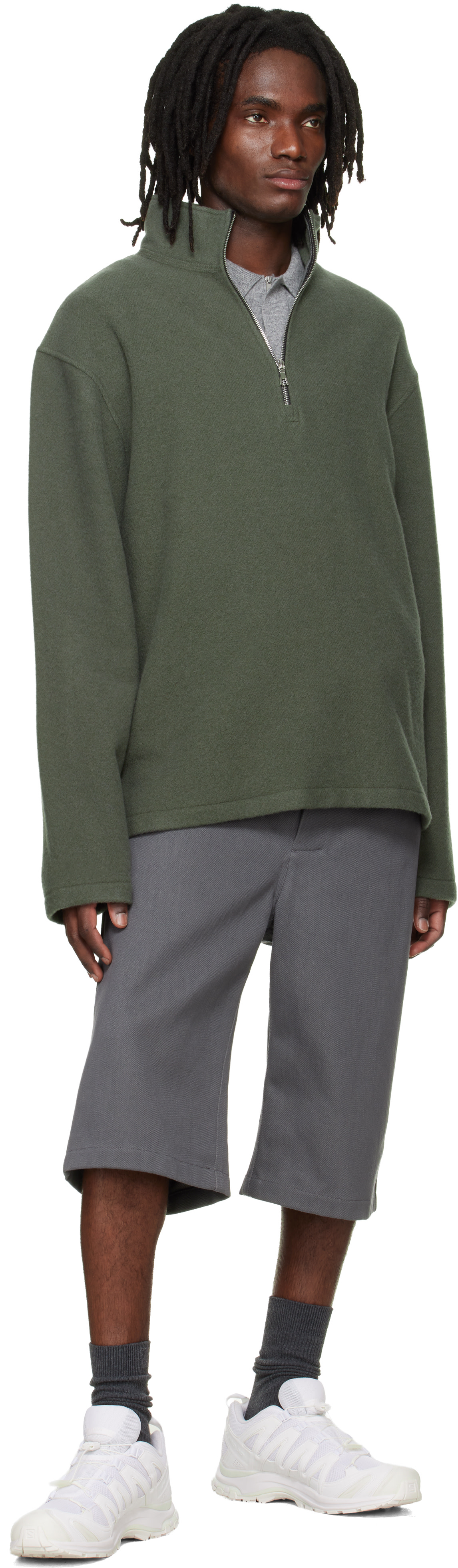 Rier - Pull de style athlétique vert en molleton
