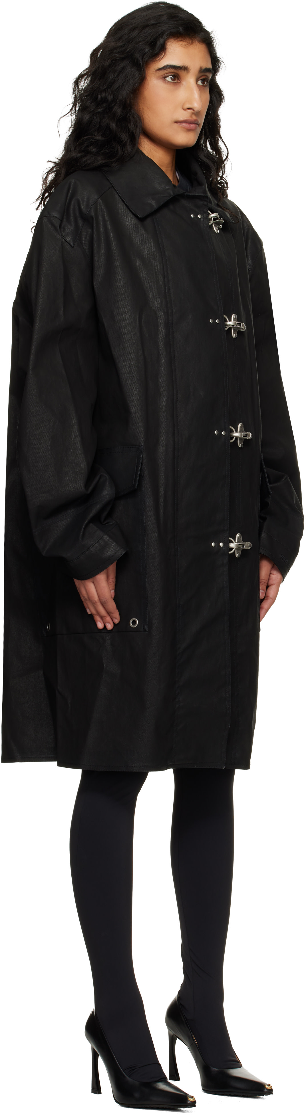 VETEMENTS - 블랙 파이어맨 후크 코트