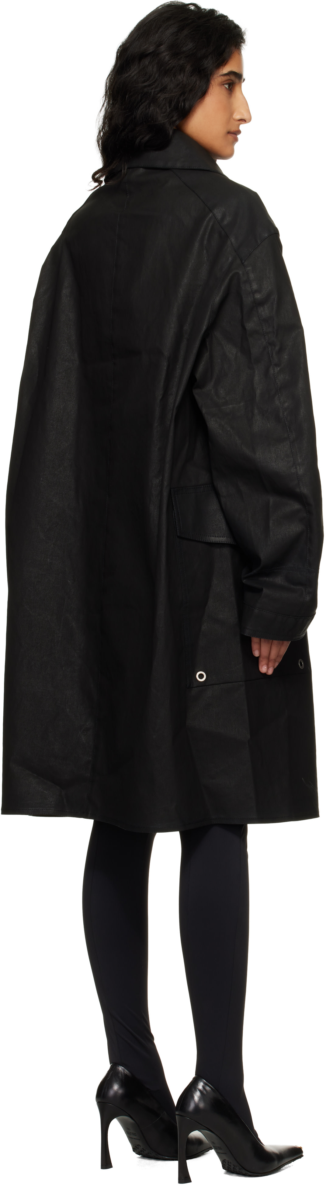 VETEMENTS - 블랙 파이어맨 후크 코트