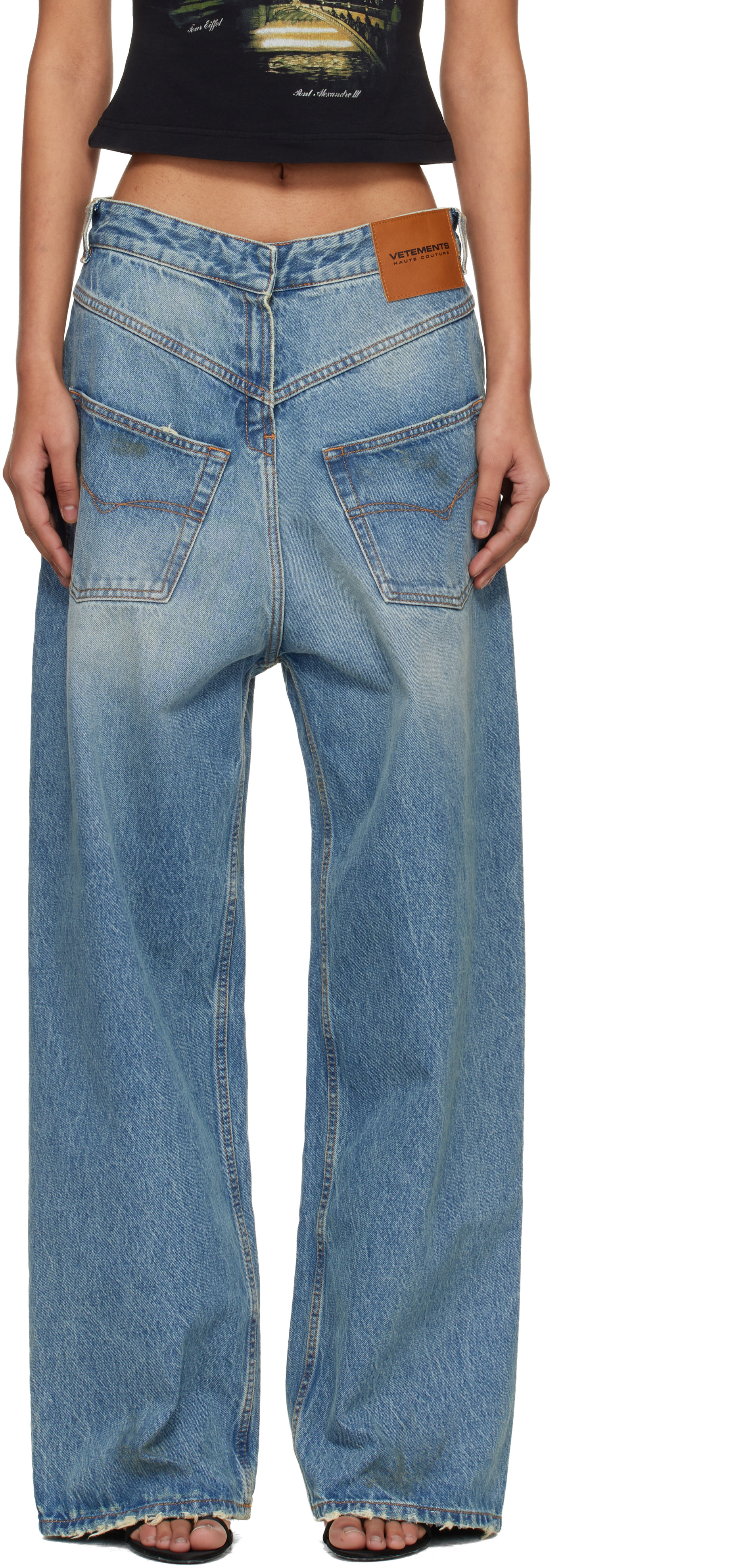 VETEMENTS: Blue Back-to-Front Jeans | SSENSE