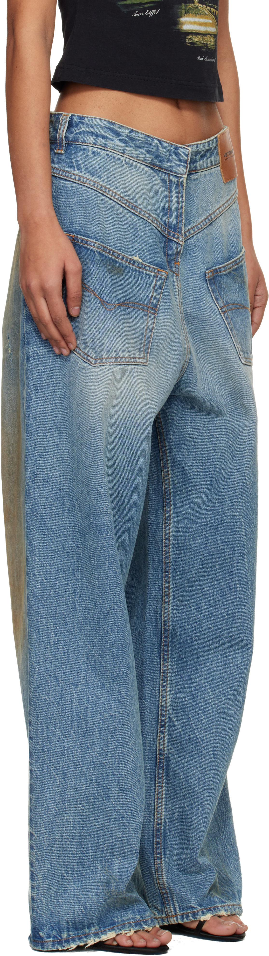 VETEMENTS - Jean bleu à assemblage inversé