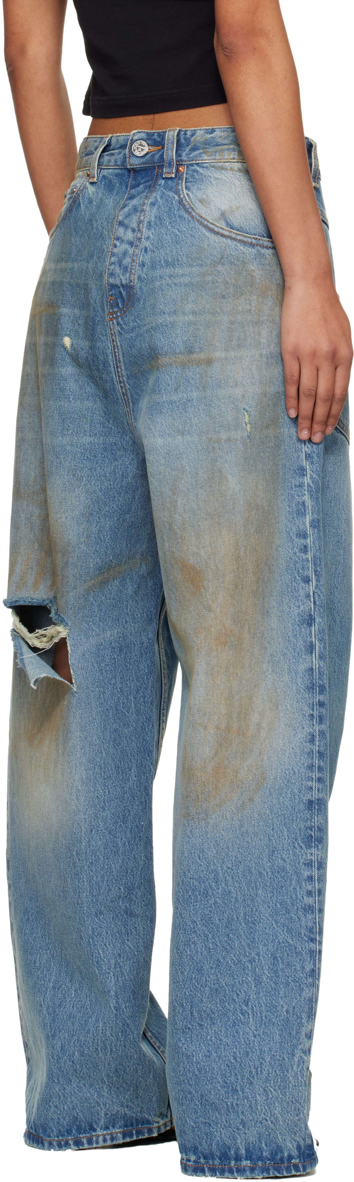VETEMENTS - Jean bleu à assemblage inversé