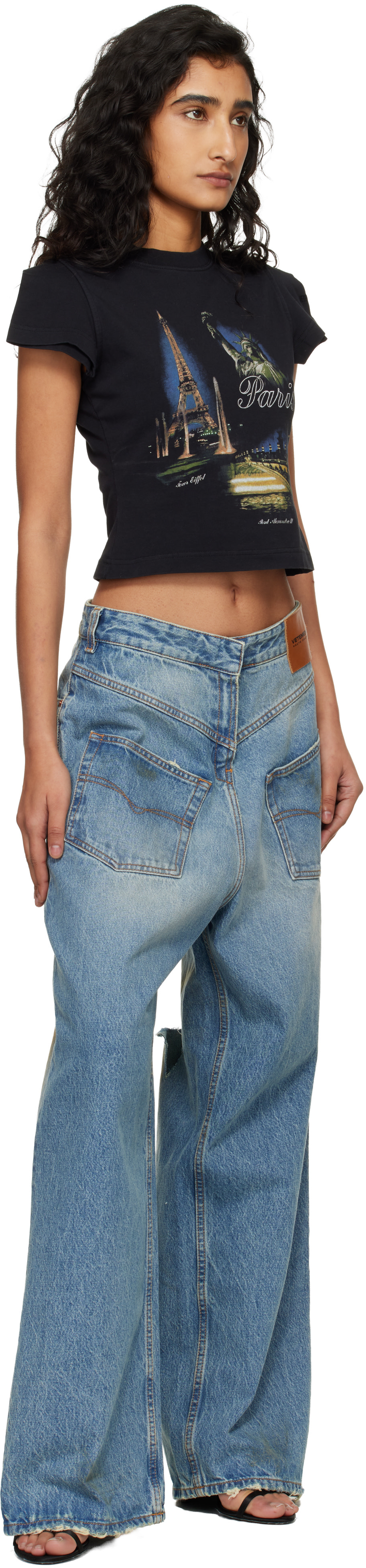 VETEMENTS - Jean bleu à assemblage inversé