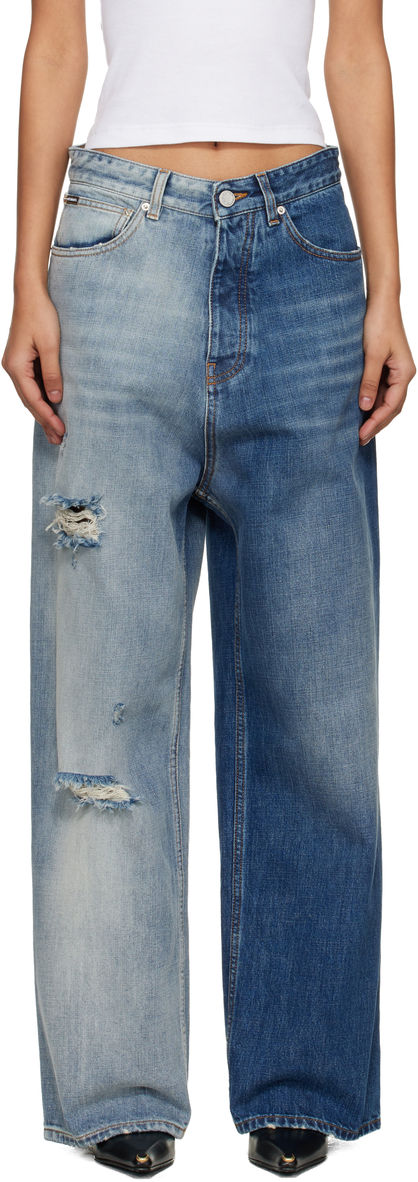 VETEMENTS - Jean bleu à effet dégradé
