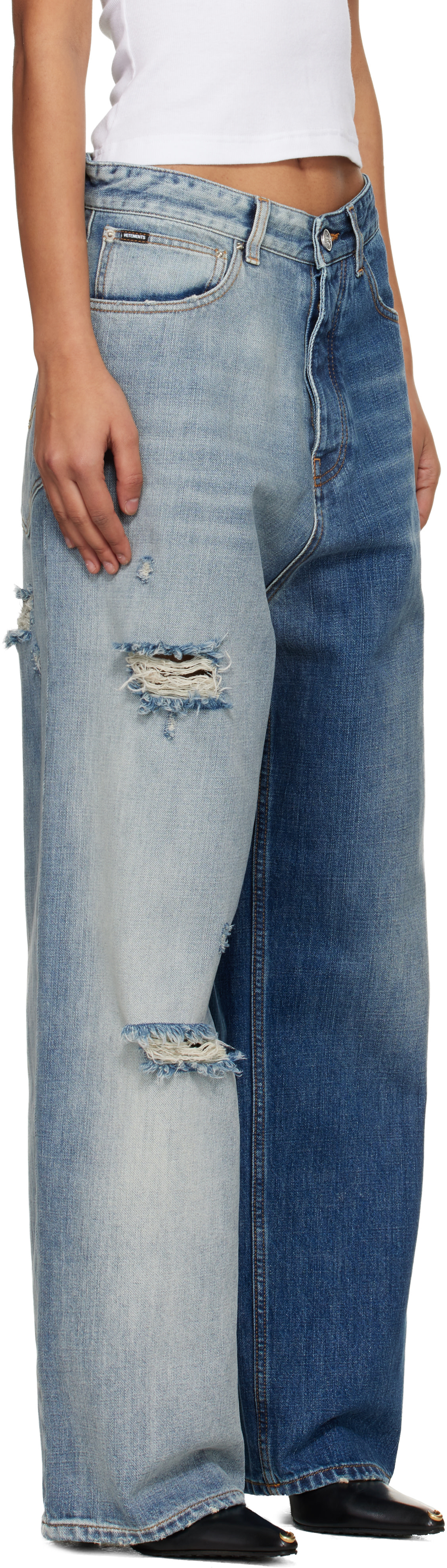 VETEMENTS - Jean bleu à effet dégradé