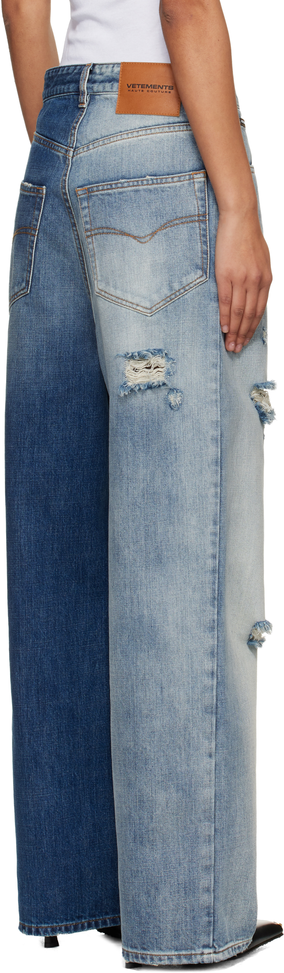 VETEMENTS - Jean bleu à effet dégradé