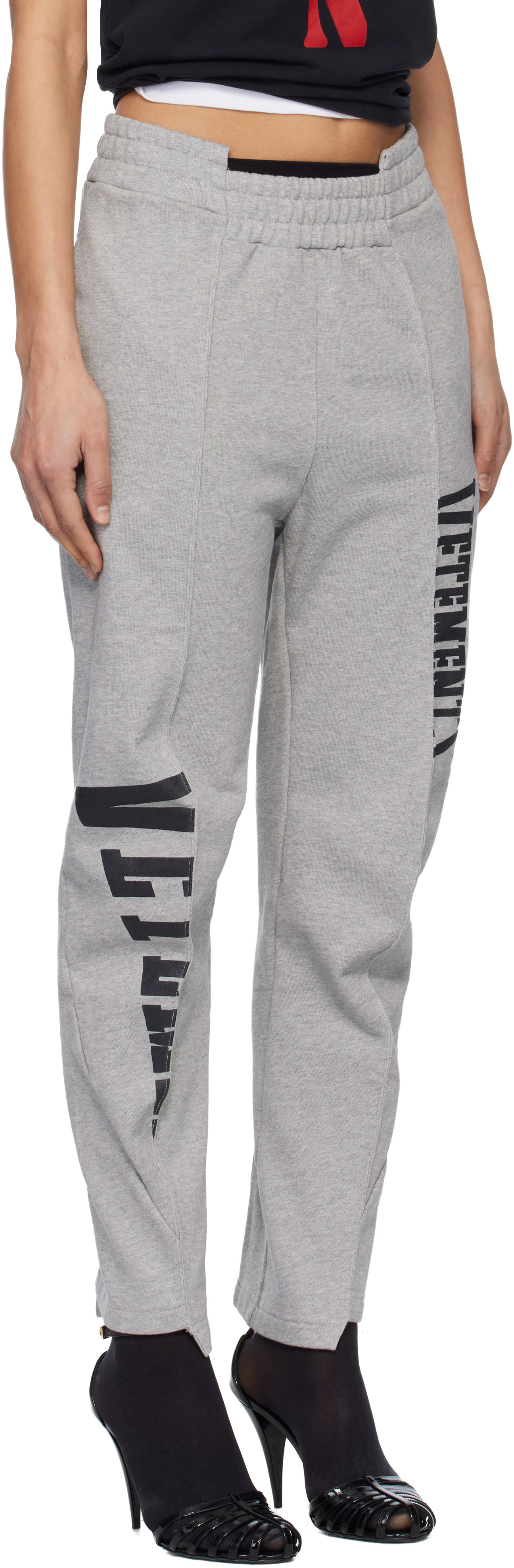VETEMENTS: グレー Cut Up Logo スウェットパンツ | SSENSE 日本