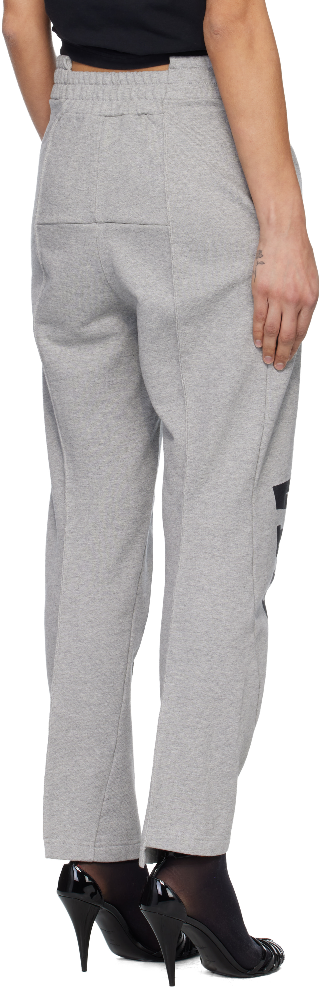 VETEMENTS: Gray Cut Up Logo Sweatpants | SSENSE