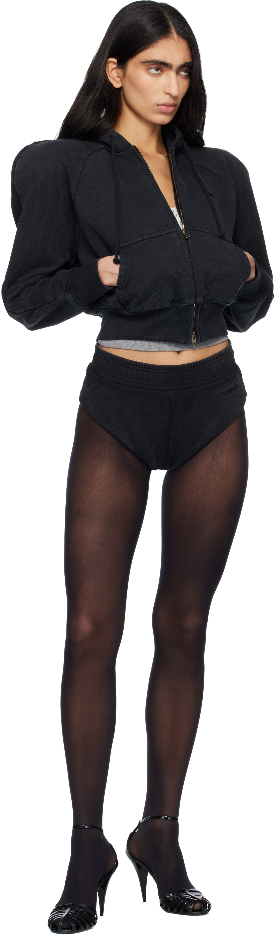 VETEMENTS - Mini short noir en jersey