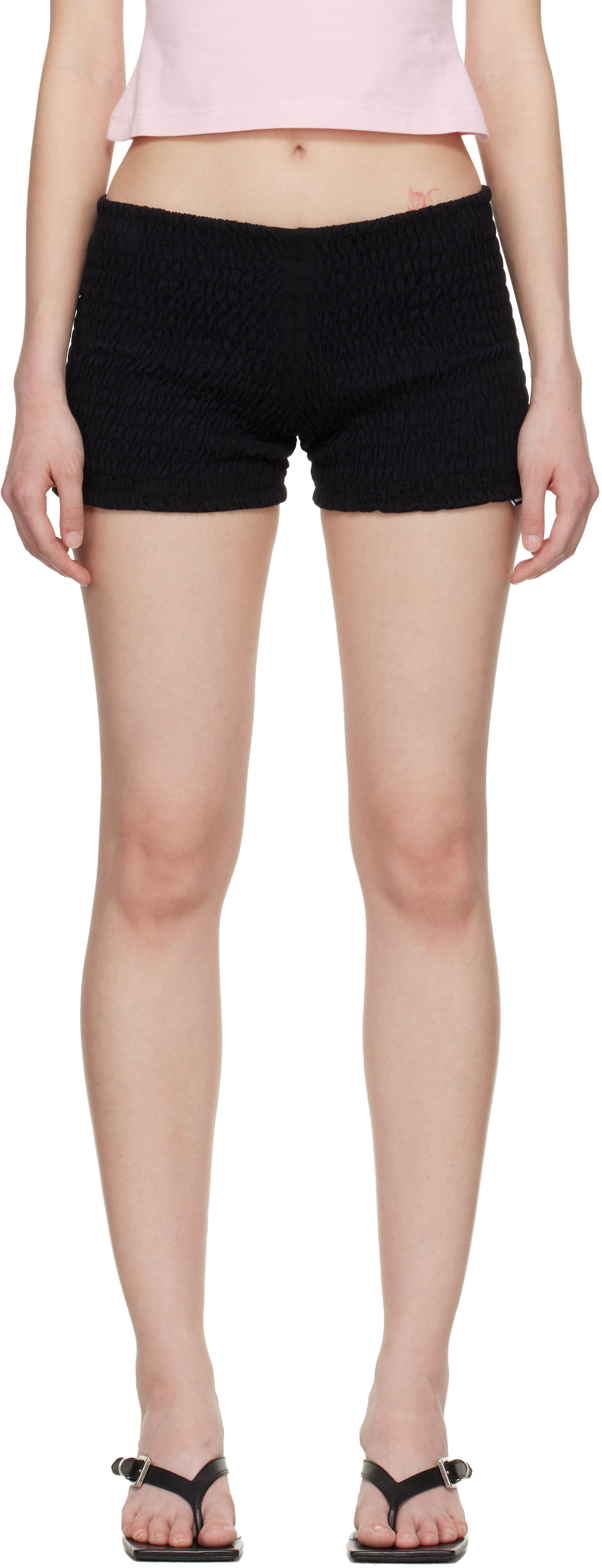 VETEMENTS - Mini short noir à bouillons